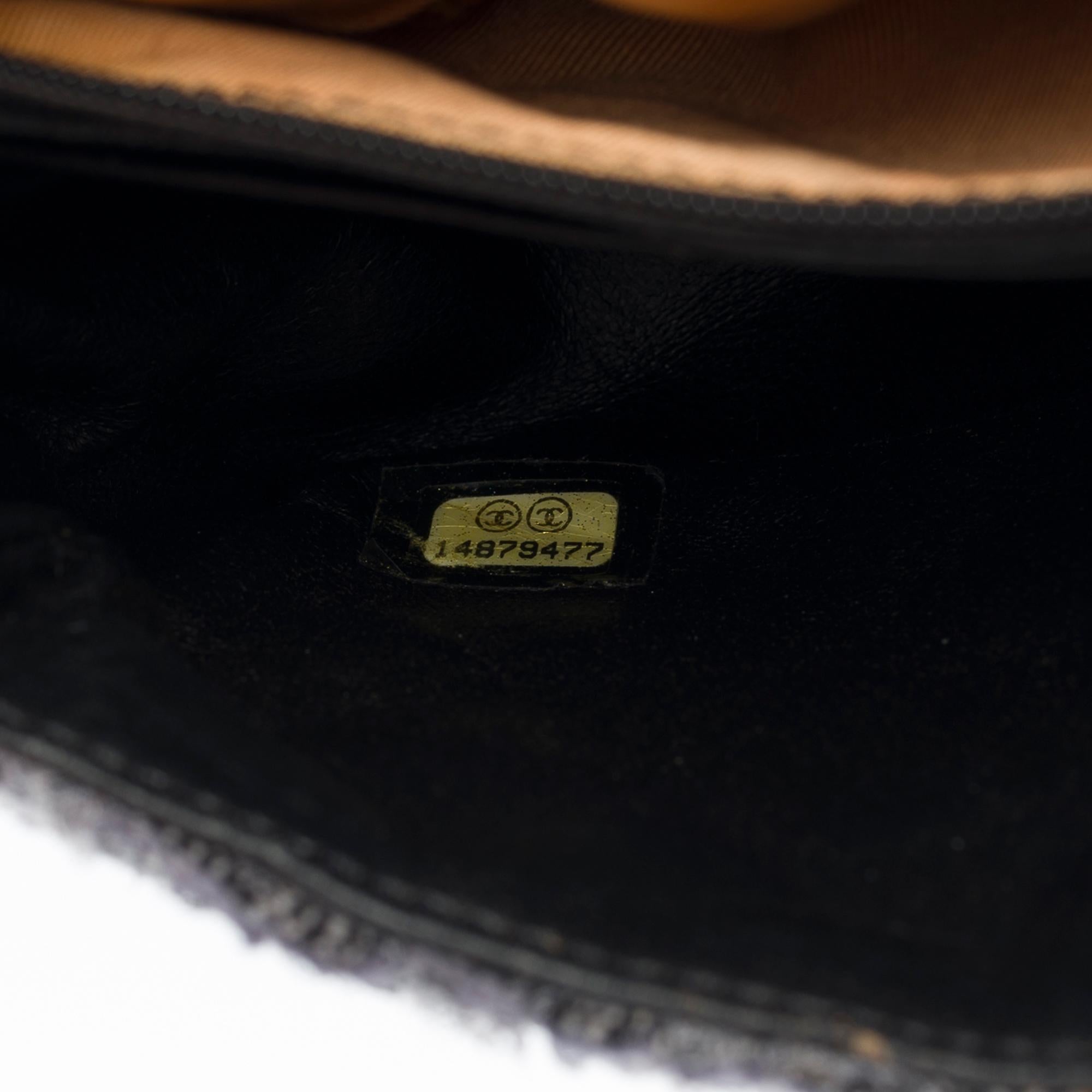 Limited edition Chanel 2.55 Mini flap shoulder bag in grey&black Tweed,  SHW 3
