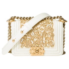 Used Limited edition Chanel Boy Mini Versailles shoulder bag in ecru leather, MGHW