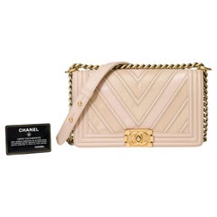 Limited Edition Chanel Boy Old medium shoulder bag in Nude quilted leather, AGHW