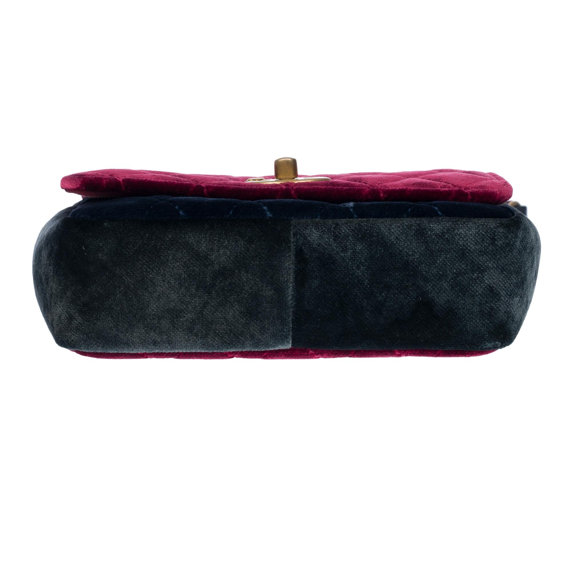 Limited Edition Chanel Camellia Flap bag quilted Velvet Small shoulder bag 2