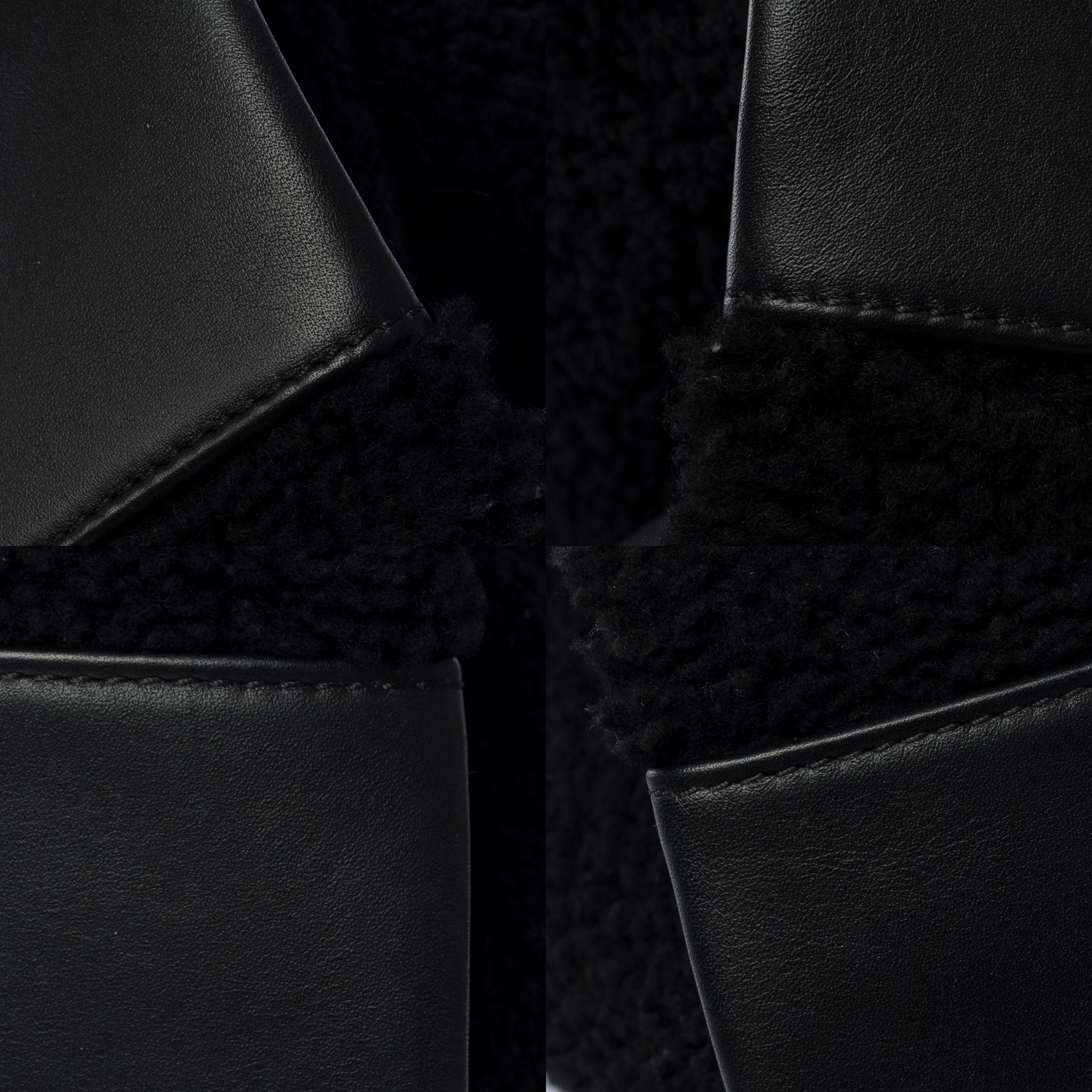 Limited edition Chanel Deauville GM Tote bag in black lambswool and leather, PHW 8