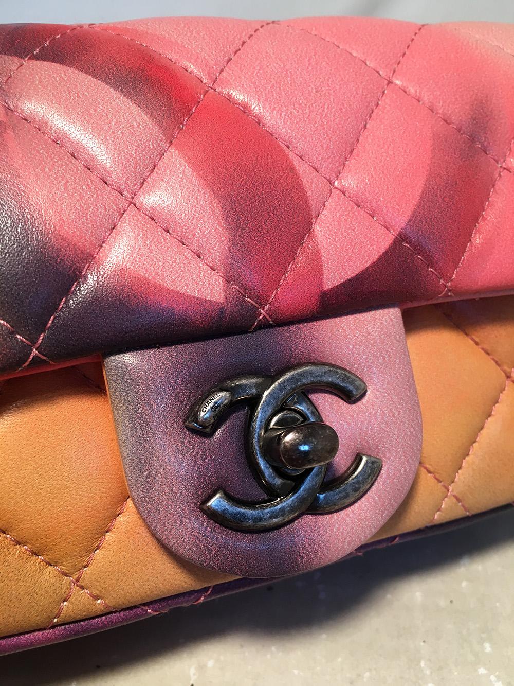 Pink LIMITED EDITION Chanel Flower Power Small Classic Flap Shoulder Bag