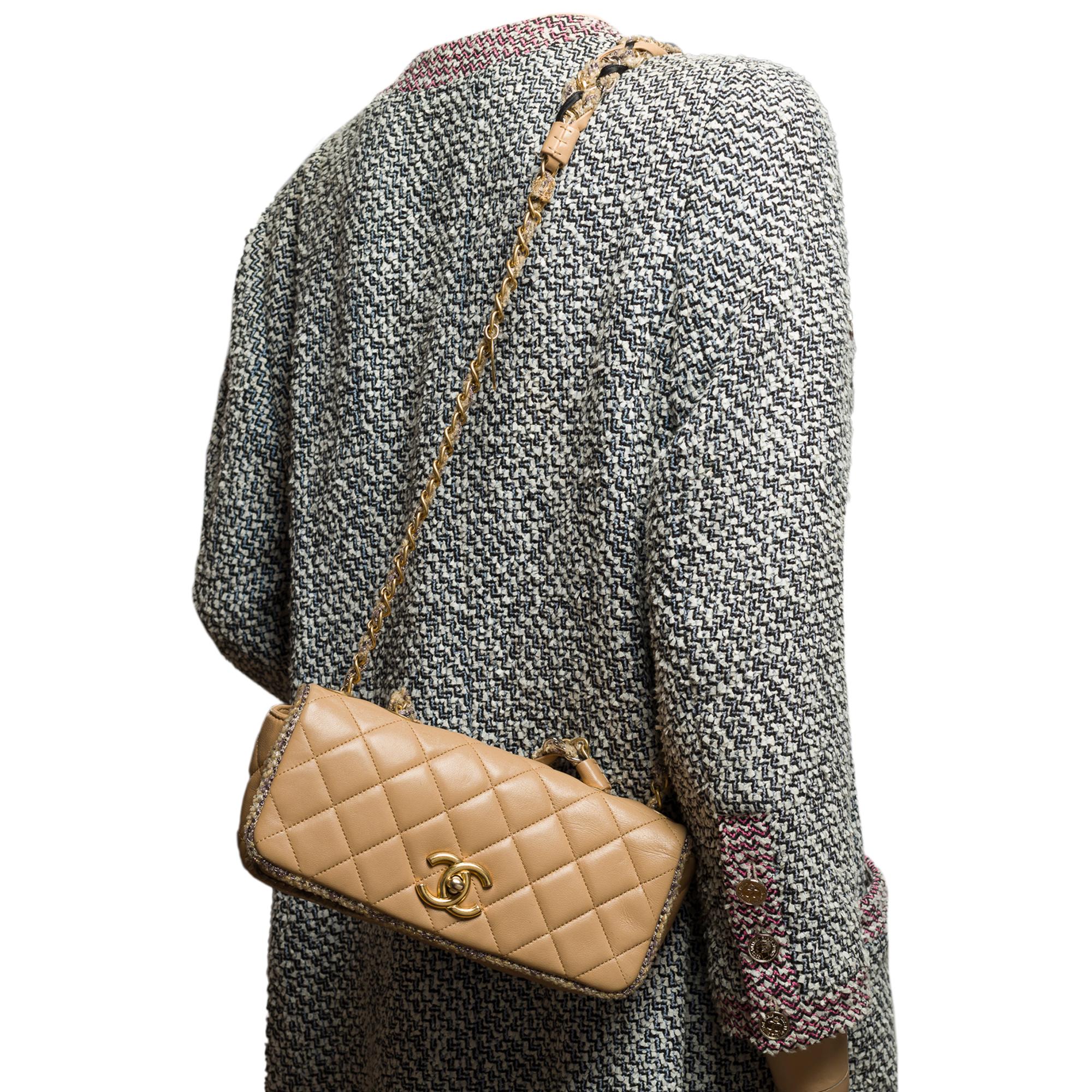 Bolso Chanel Full flap de edición limitada en piel de cordero acolchada beige, GHW 7