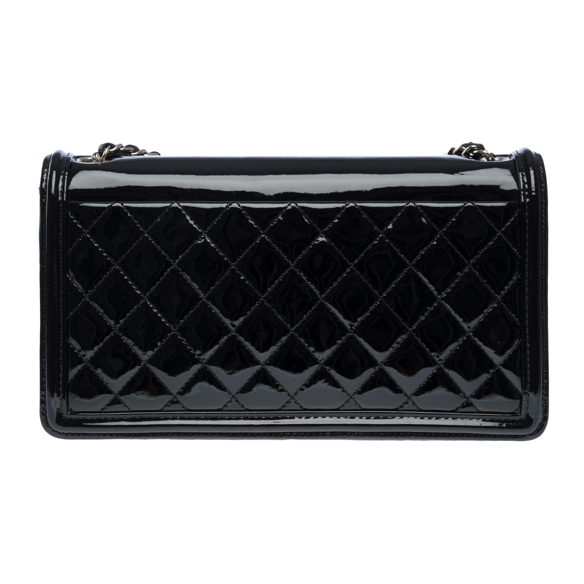 Women's Limited edition Chanel Lego Brick shoulder flap bag in black&white leather, SHW