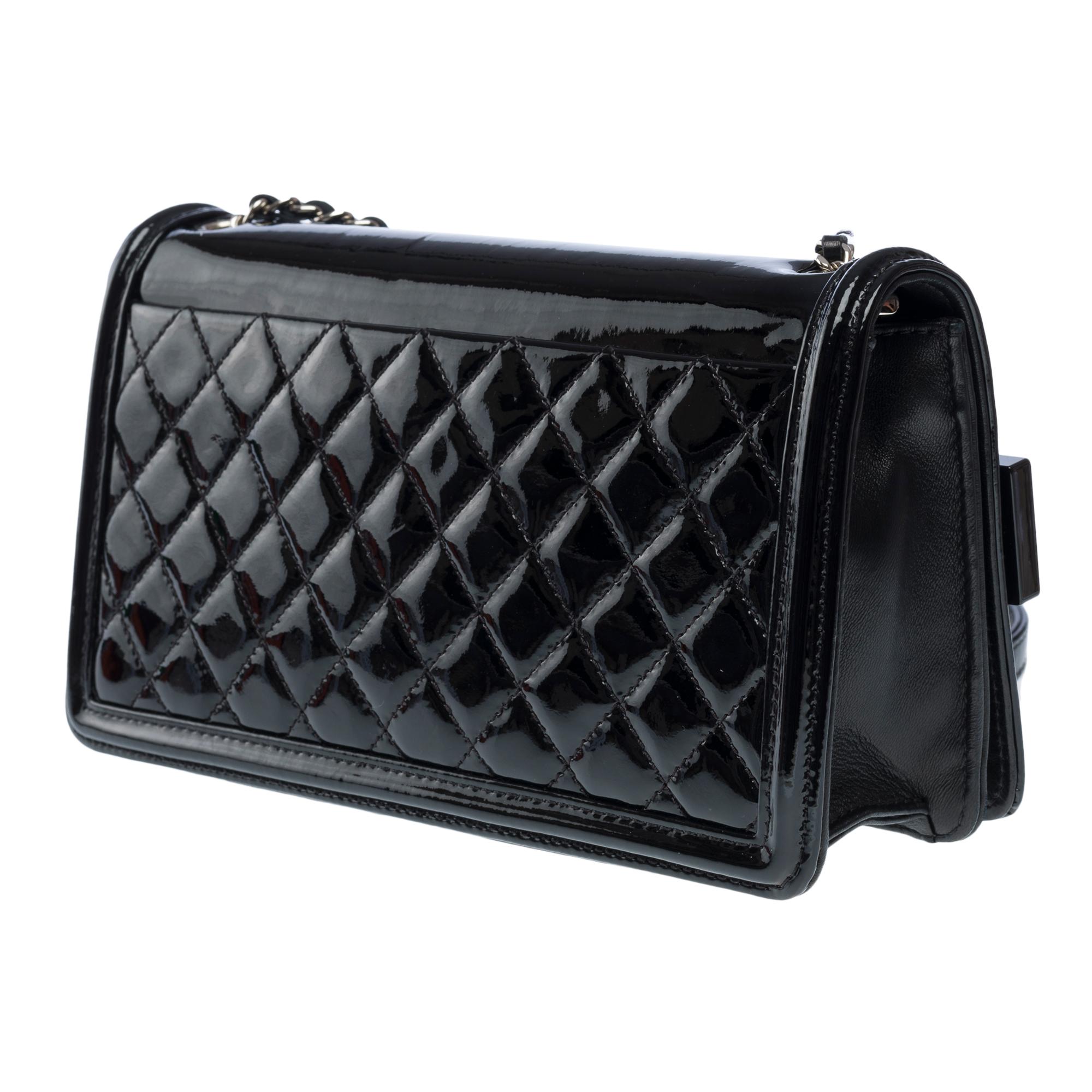 Limited edition Chanel Lego Brick shoulder flap bag in black&white leather, SHW 2
