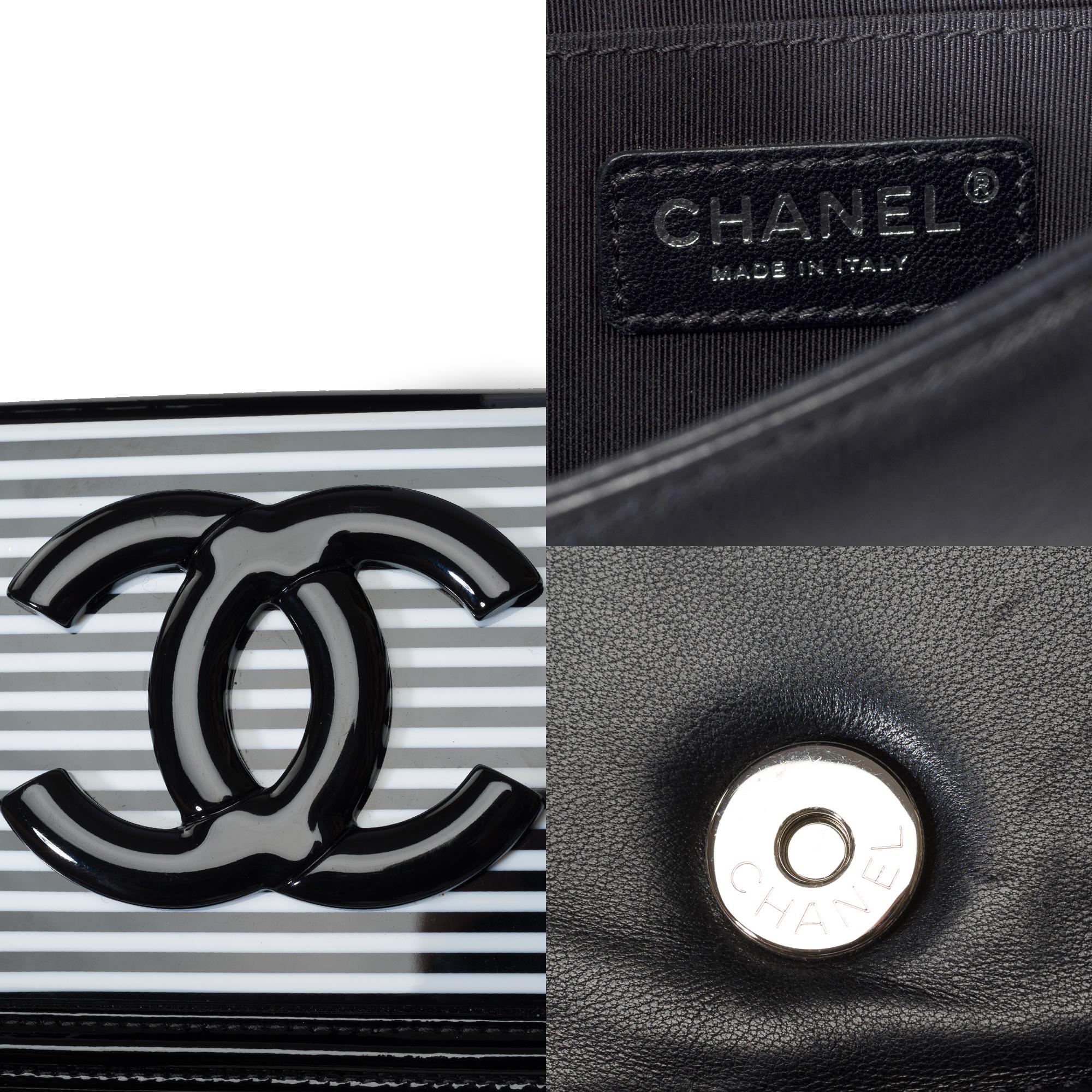 Limited edition Chanel Lego Brick shoulder flap bag in black&white leather, SHW 3