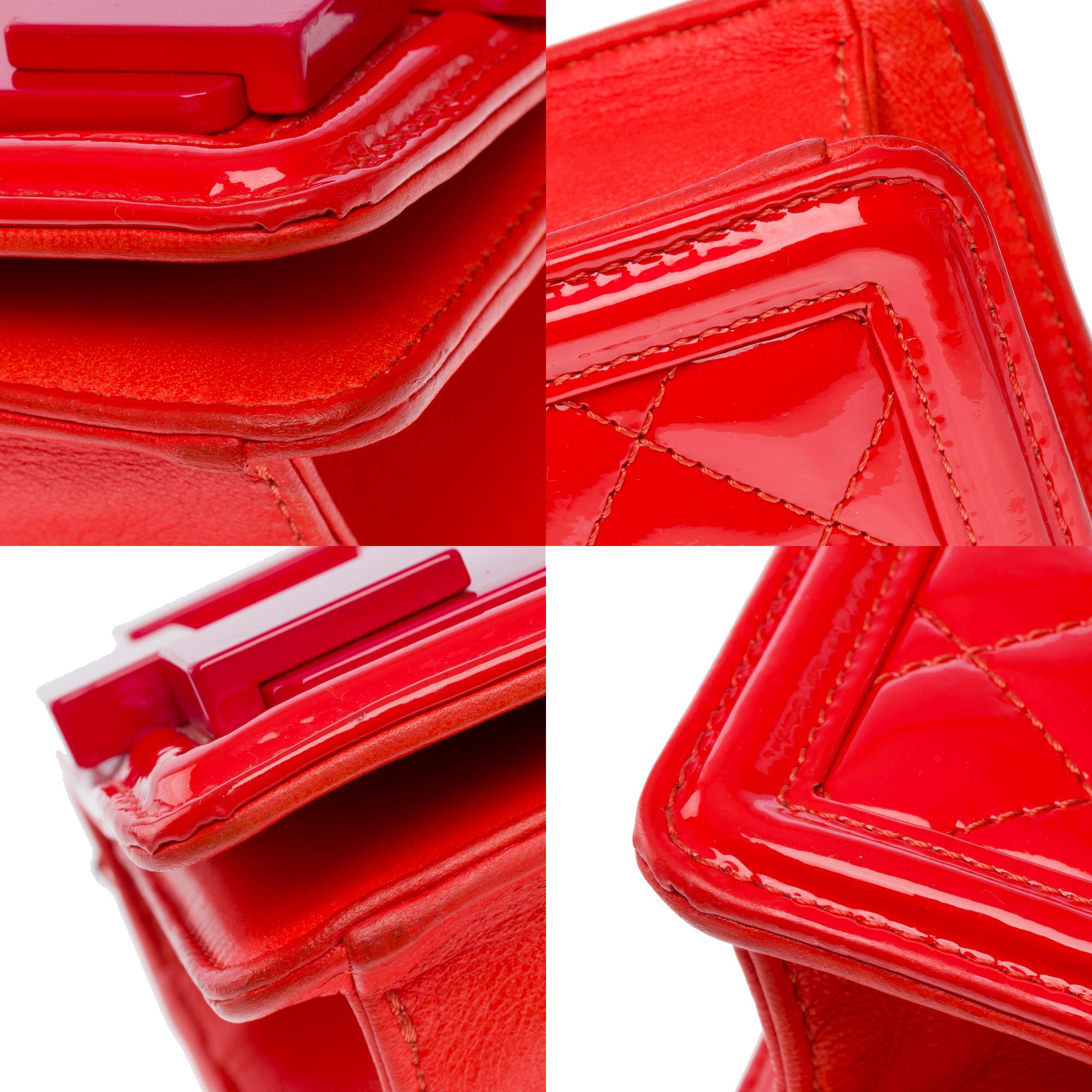 Limited edition Chanel Lego Brick shoulder flap bag in Coral & Red leather, SHW 7