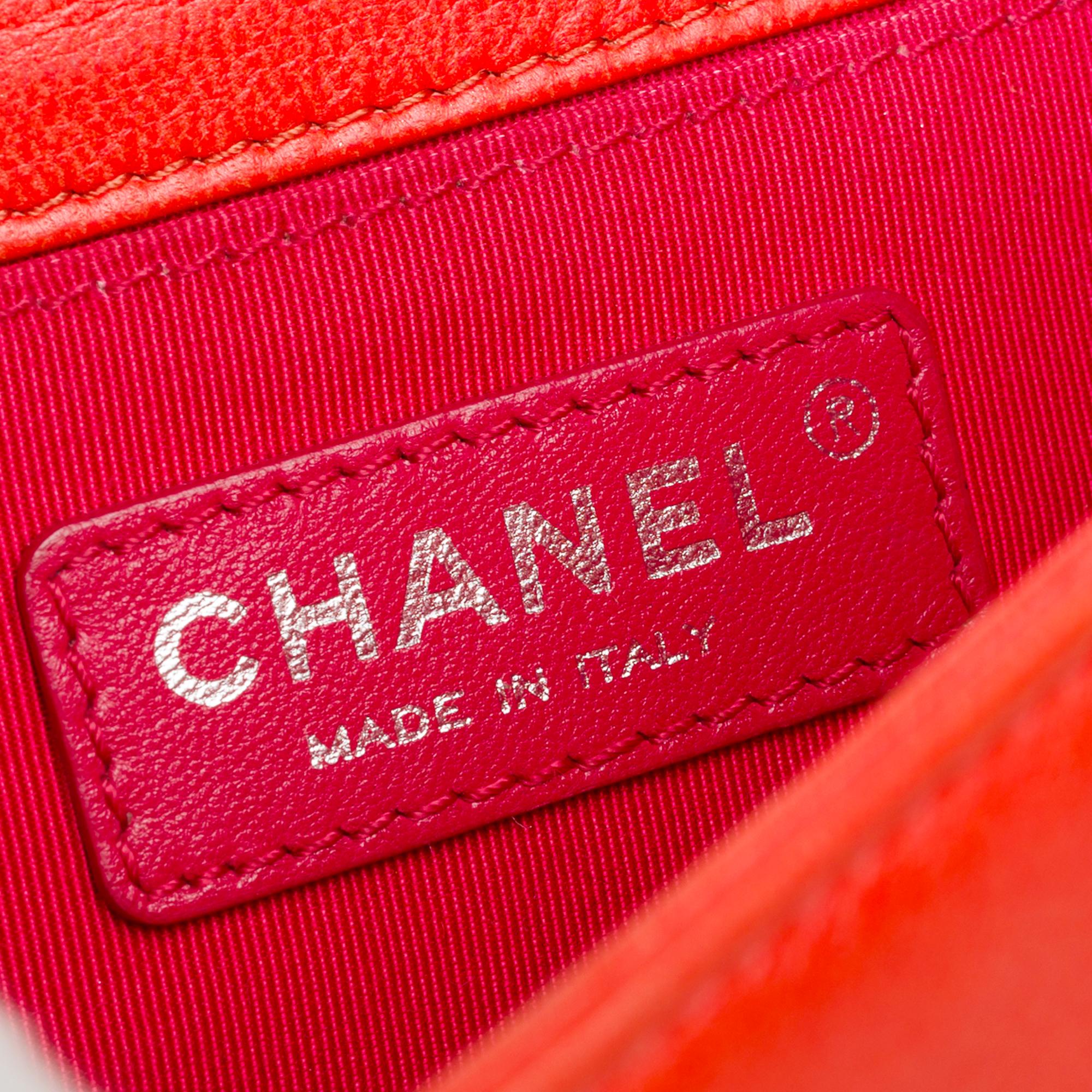 Limited edition Chanel Lego Brick shoulder flap bag in Coral & Red leather, SHW 2