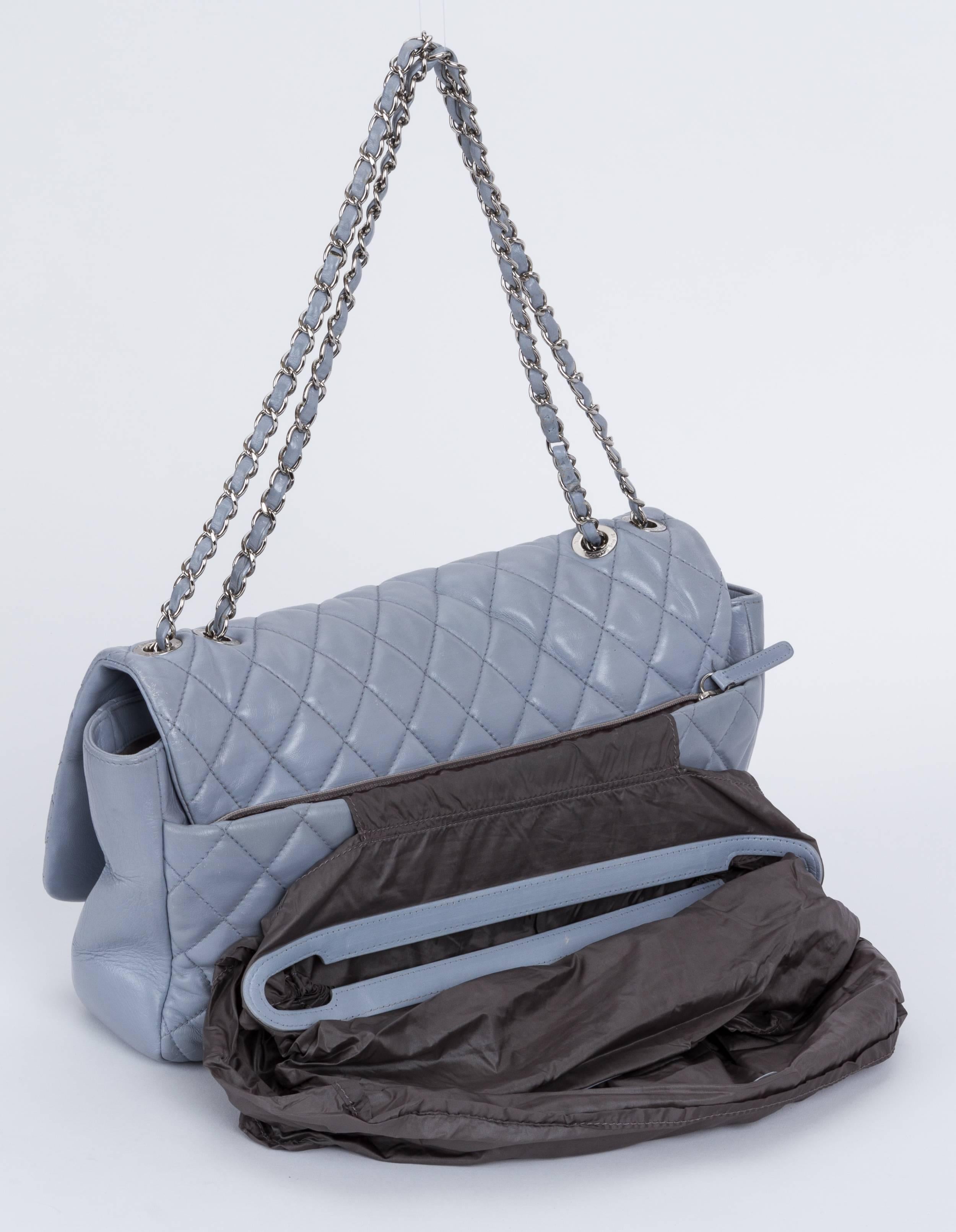 Gray Limited Edition Chanel Maxi Grey Rain Jacket Flap Bag For Sale