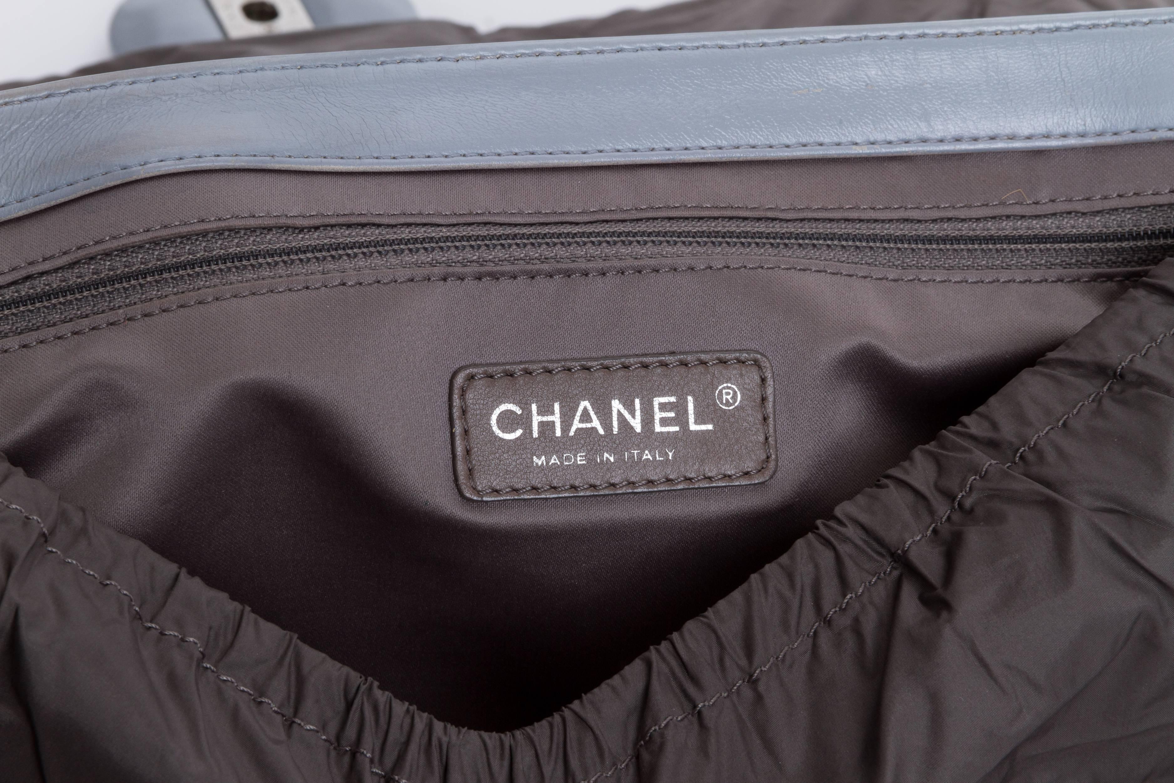 Limited Edition Chanel Maxi Grey Rain Jacket Flap Bag For Sale 1