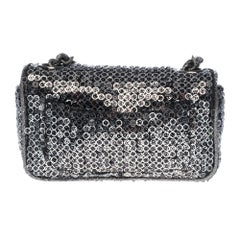 Limited Edition Chanel Mini Flap bag shoulder bag in micro silver sequins, SHW