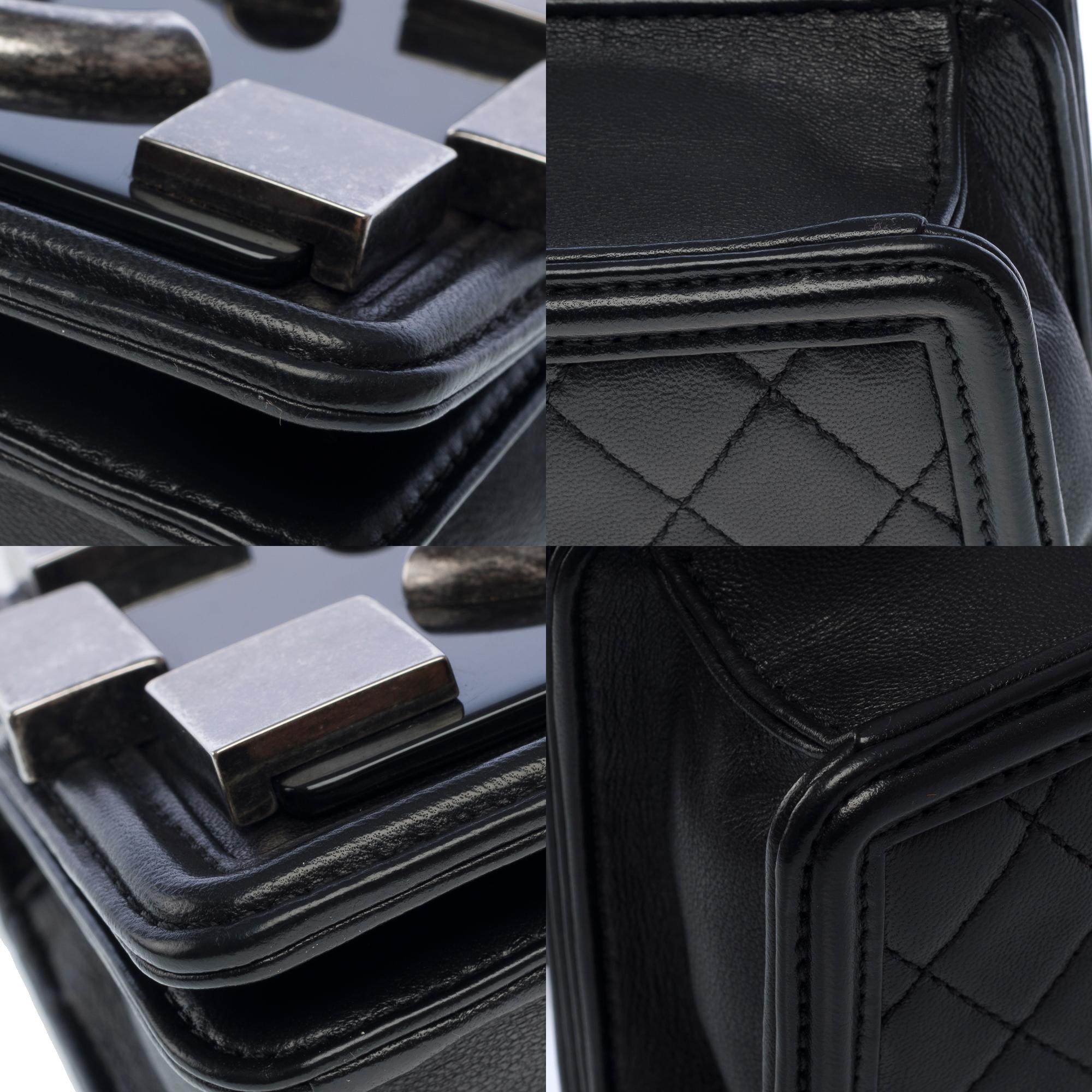 Limited edition Chanel Mini Lego Brick shoulder flap bag in Black leather, RHW 6