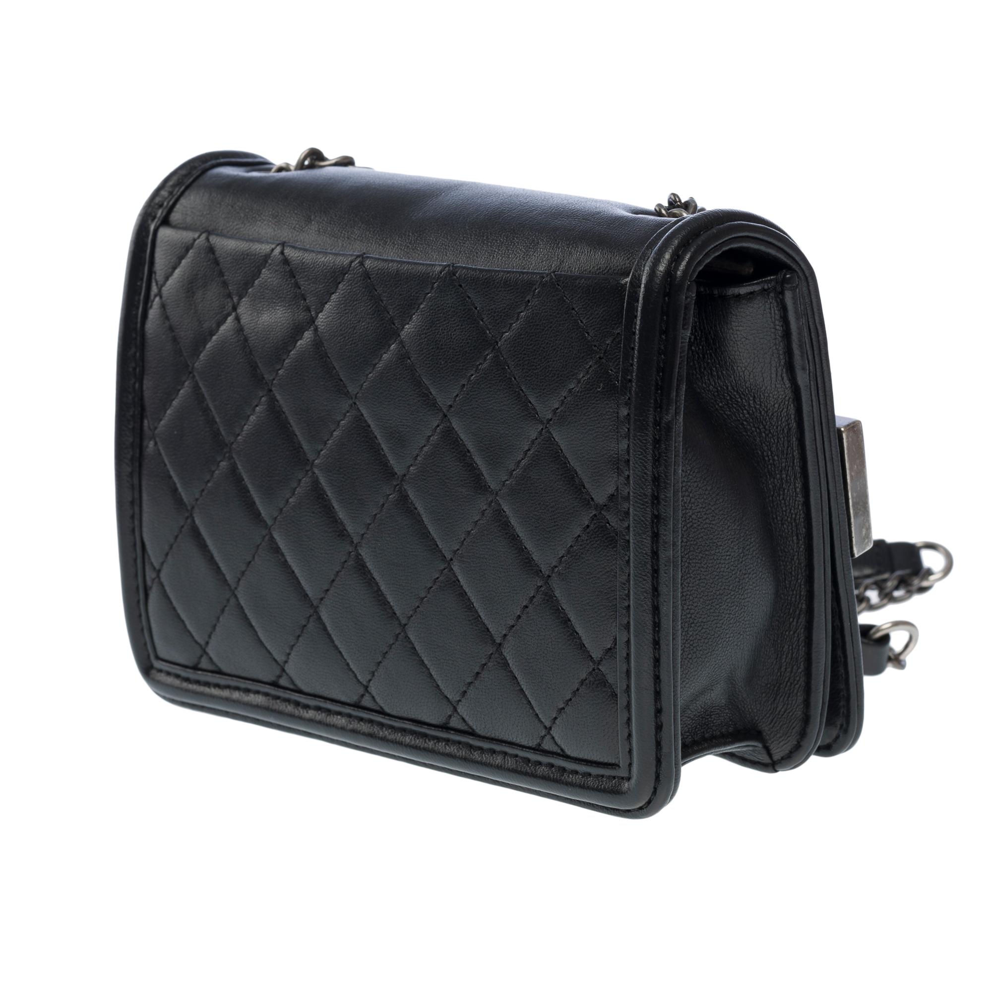 Women's Limited edition Chanel Mini Lego Brick shoulder flap bag in Black leather, RHW
