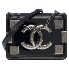 Limited edition Chanel Mini Lego Brick shoulder flap bag in Black leather, RHW