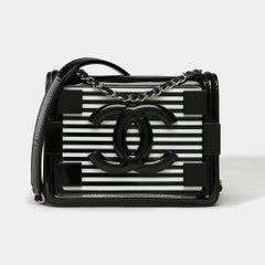 Limited edition Chanel Mini Lego Brick shoulder flap bag in Black leather, SHW