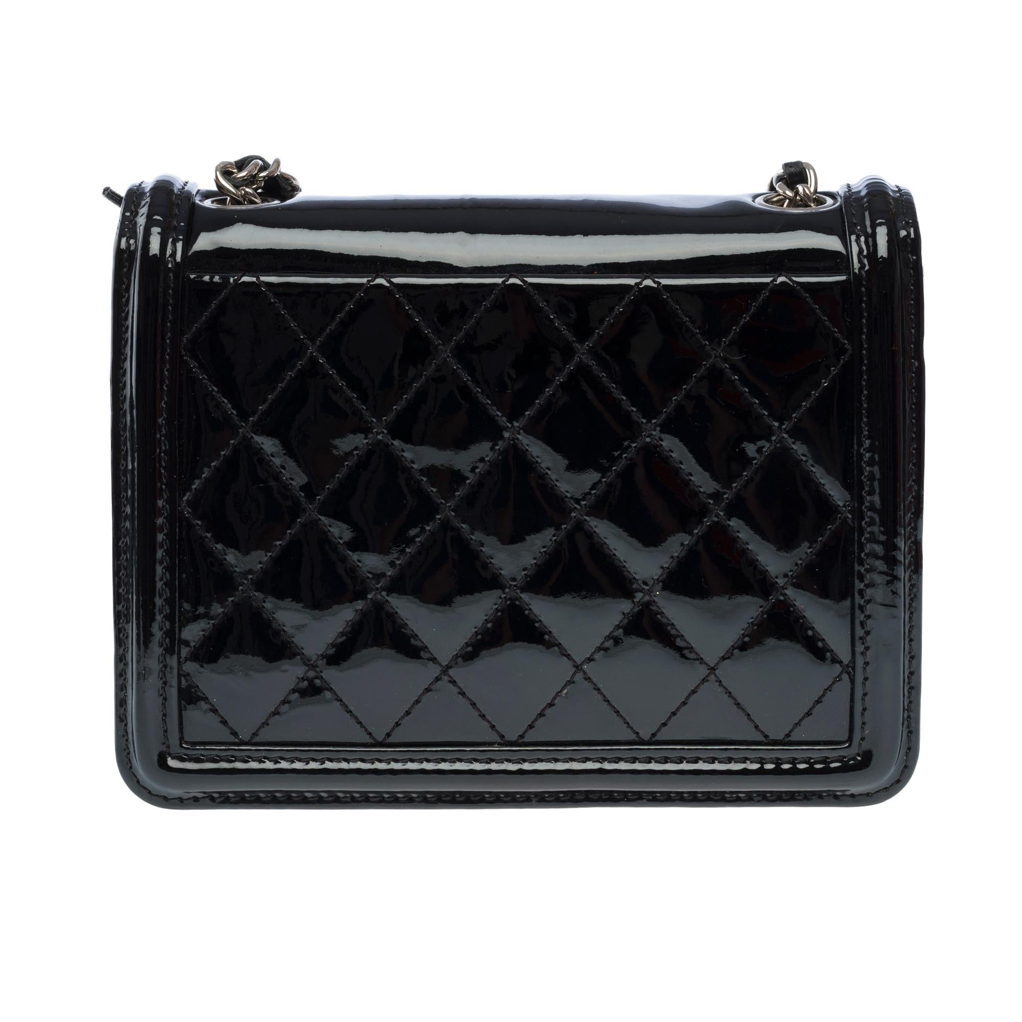 Women's Limited edition Chanel Mini Lego Brick shoulder flap bag in Black leather, SHW For Sale