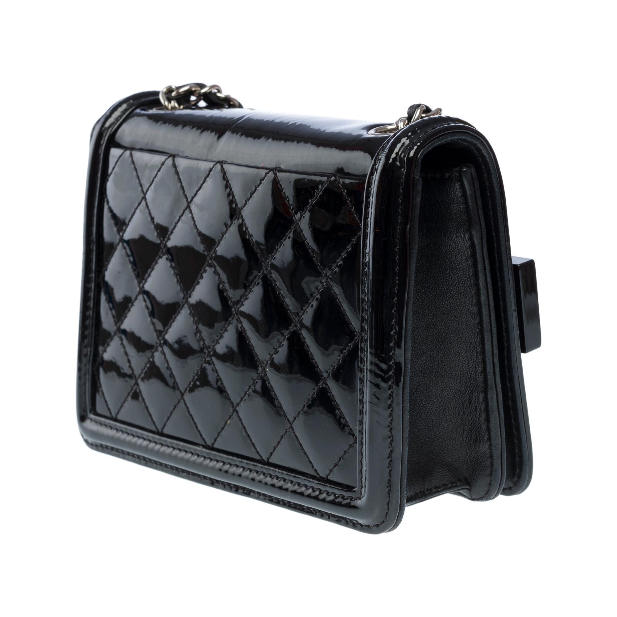 Limited edition Chanel Mini Lego Brick shoulder flap bag in Black leather, SHW For Sale 2