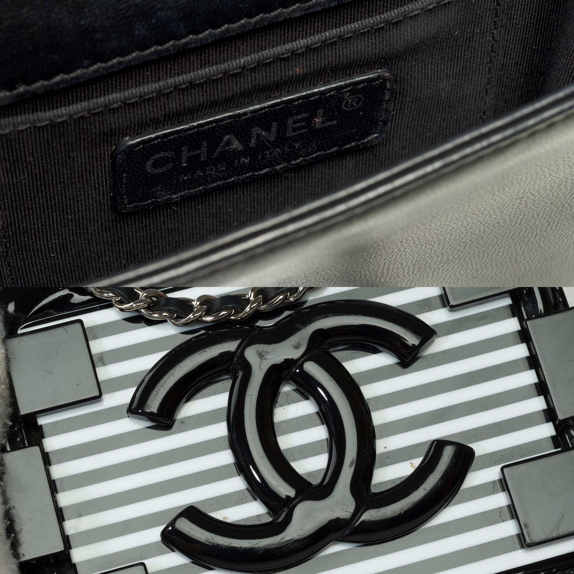 Limited edition Chanel Mini Lego Brick shoulder flap bag in Black leather, SHW For Sale 3
