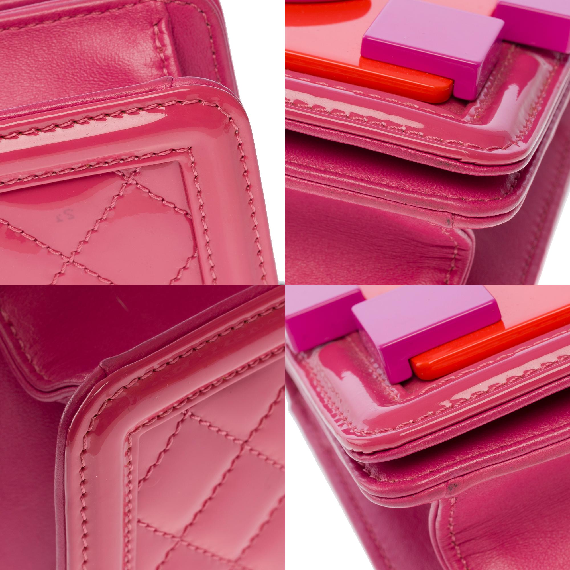 Limited edition Chanel Mini shoulder flap bag lego in Pink & Orange leather, SHW 3