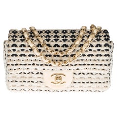 Limited Edition Chanel Mini Timeless Shoulder bag in White & Black Tweed, SHW