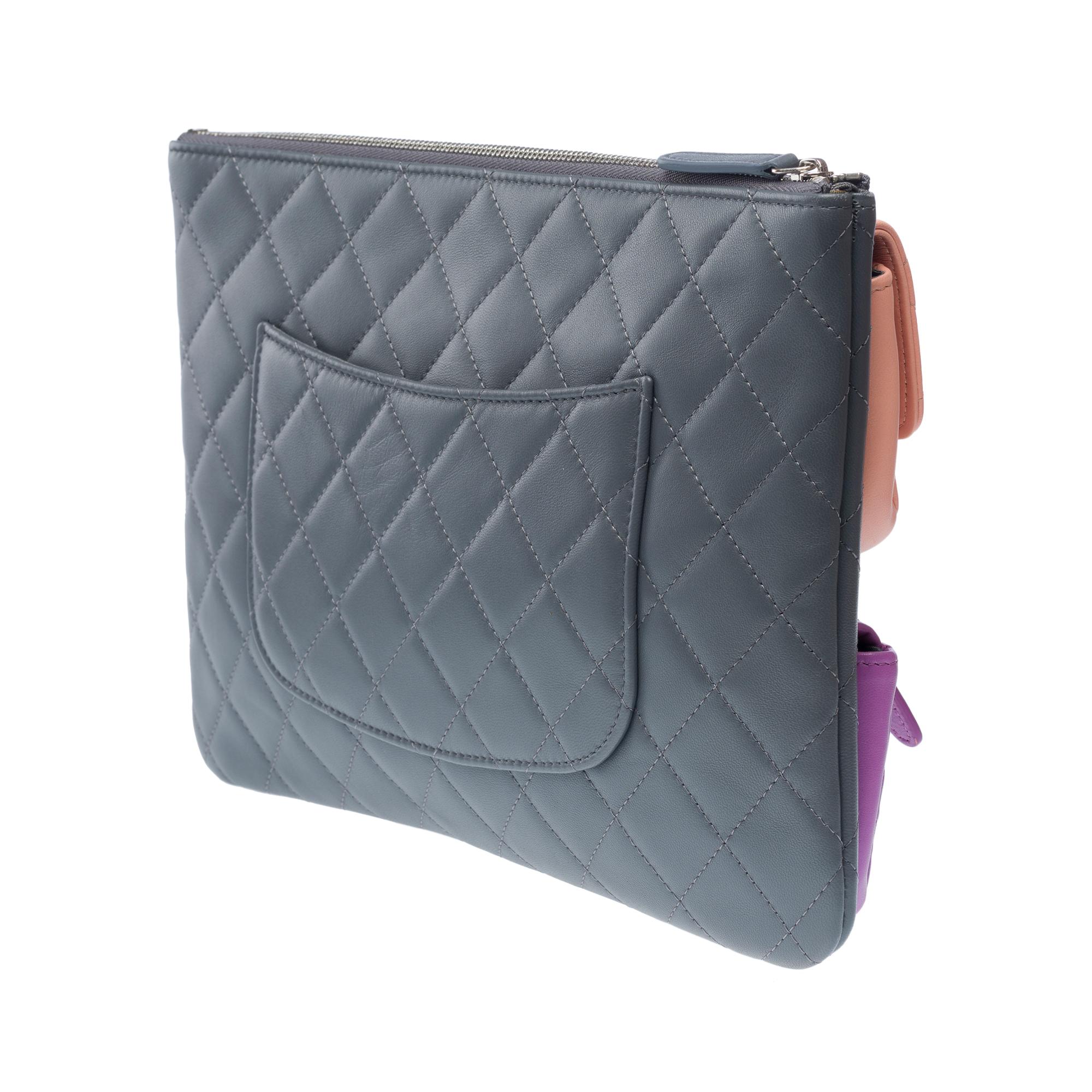 Limited Edition Chanel Pouch/Clutch in multicolor quilted leather, SHW For Sale 1