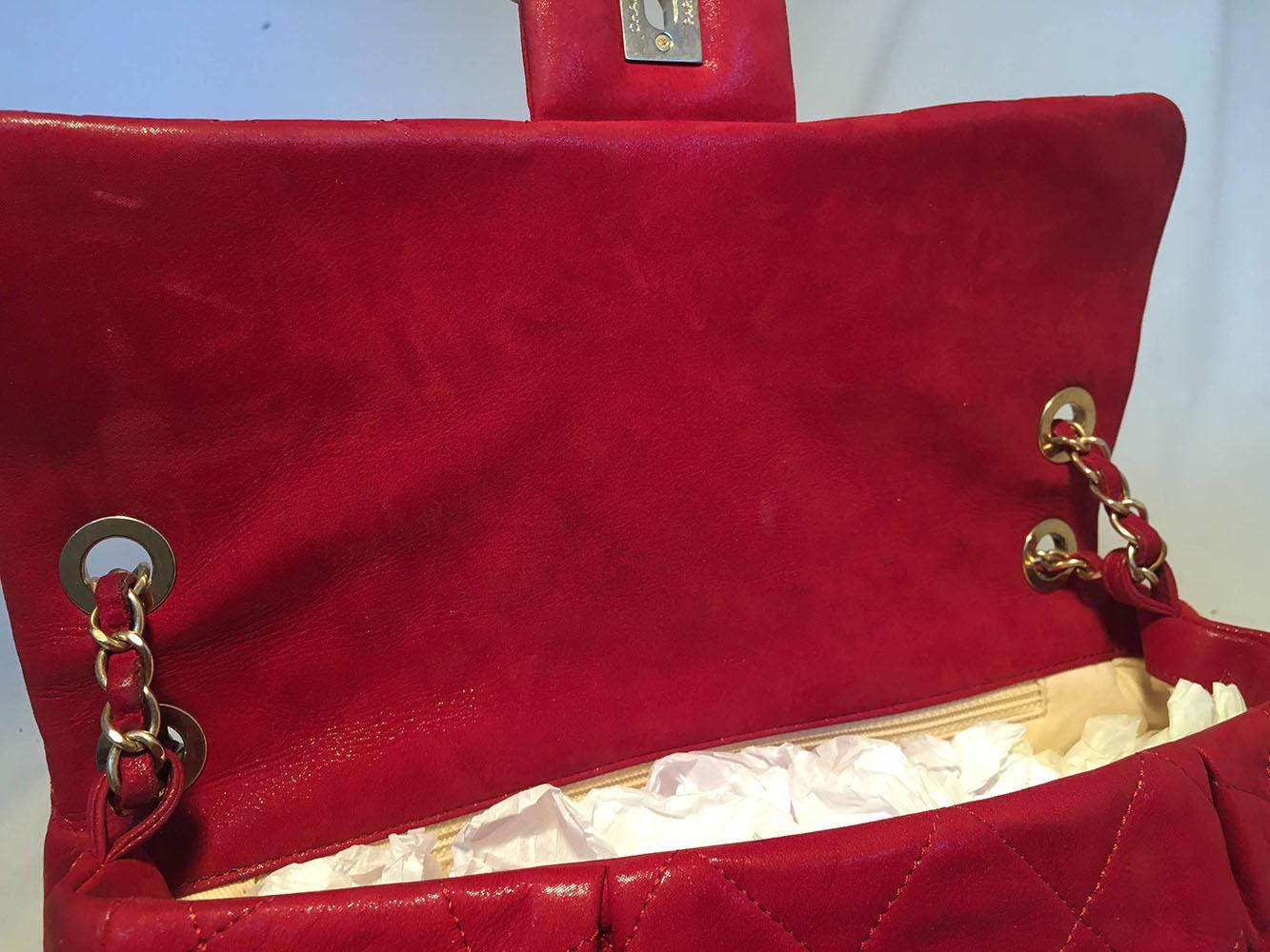 Chanel Red Iridescent Calfskin Chic Quilt Flap Bag 3