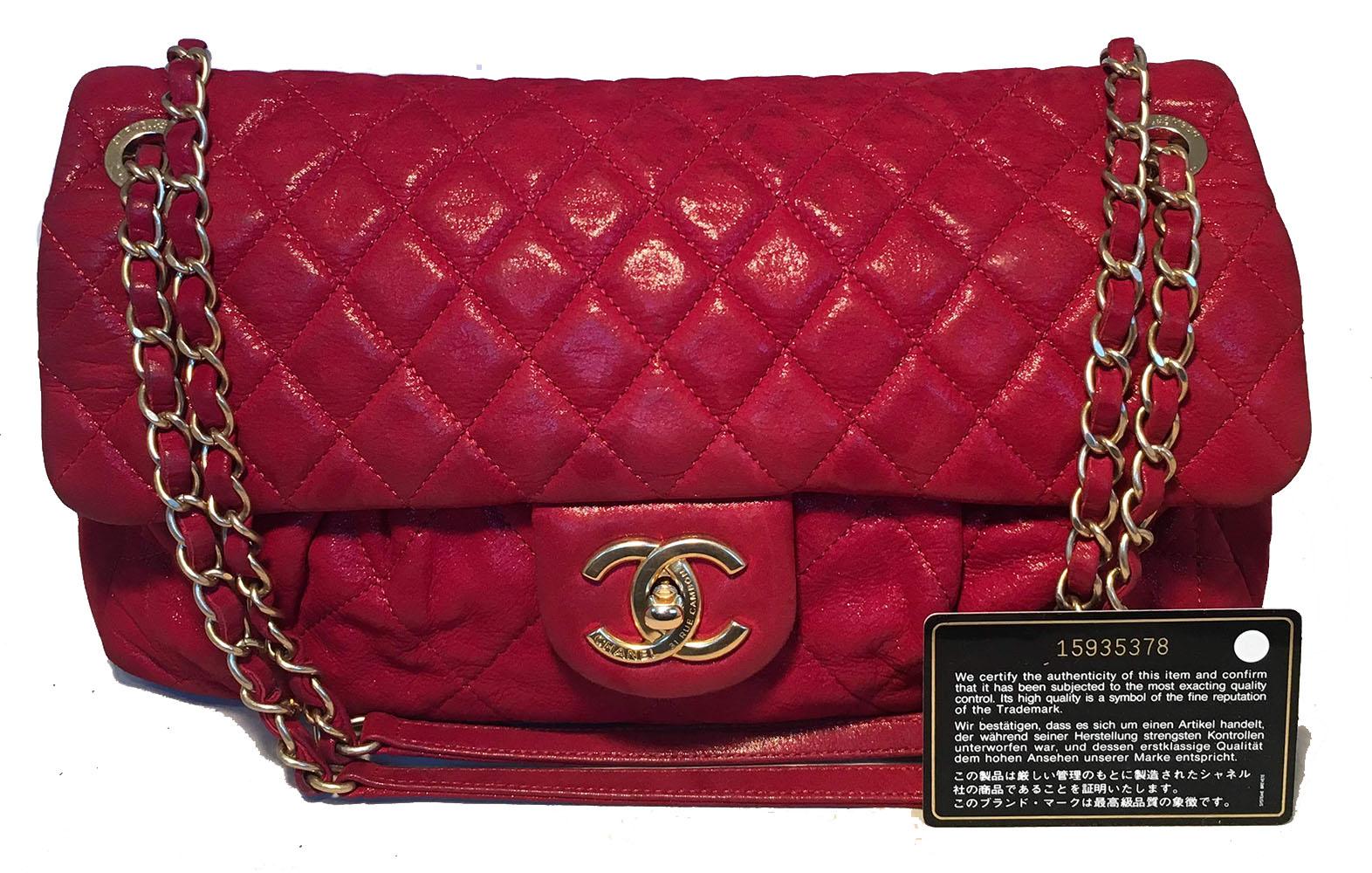 Chanel Red Iridescent Calfskin Chic Quilt Flap Bag 7