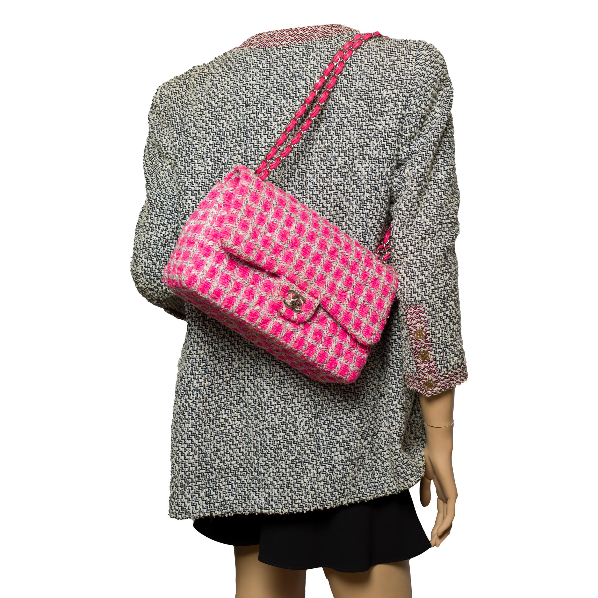 Limited Edition Chanel Timeless Jumbo Shoulder bag in Pink Tweed with SHW 6