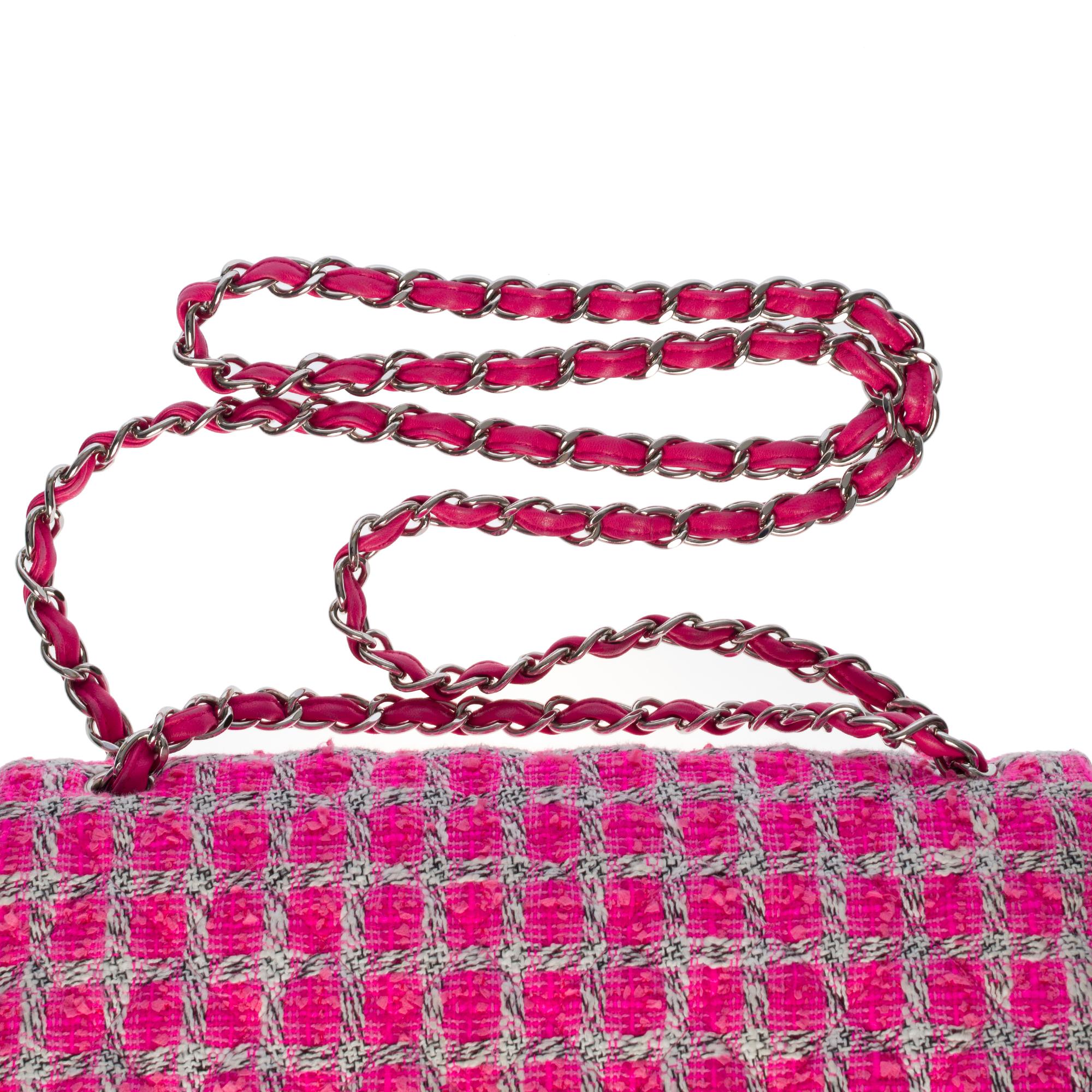 Limited Edition Chanel Timeless Jumbo Shoulder bag in Pink Tweed with SHW 3