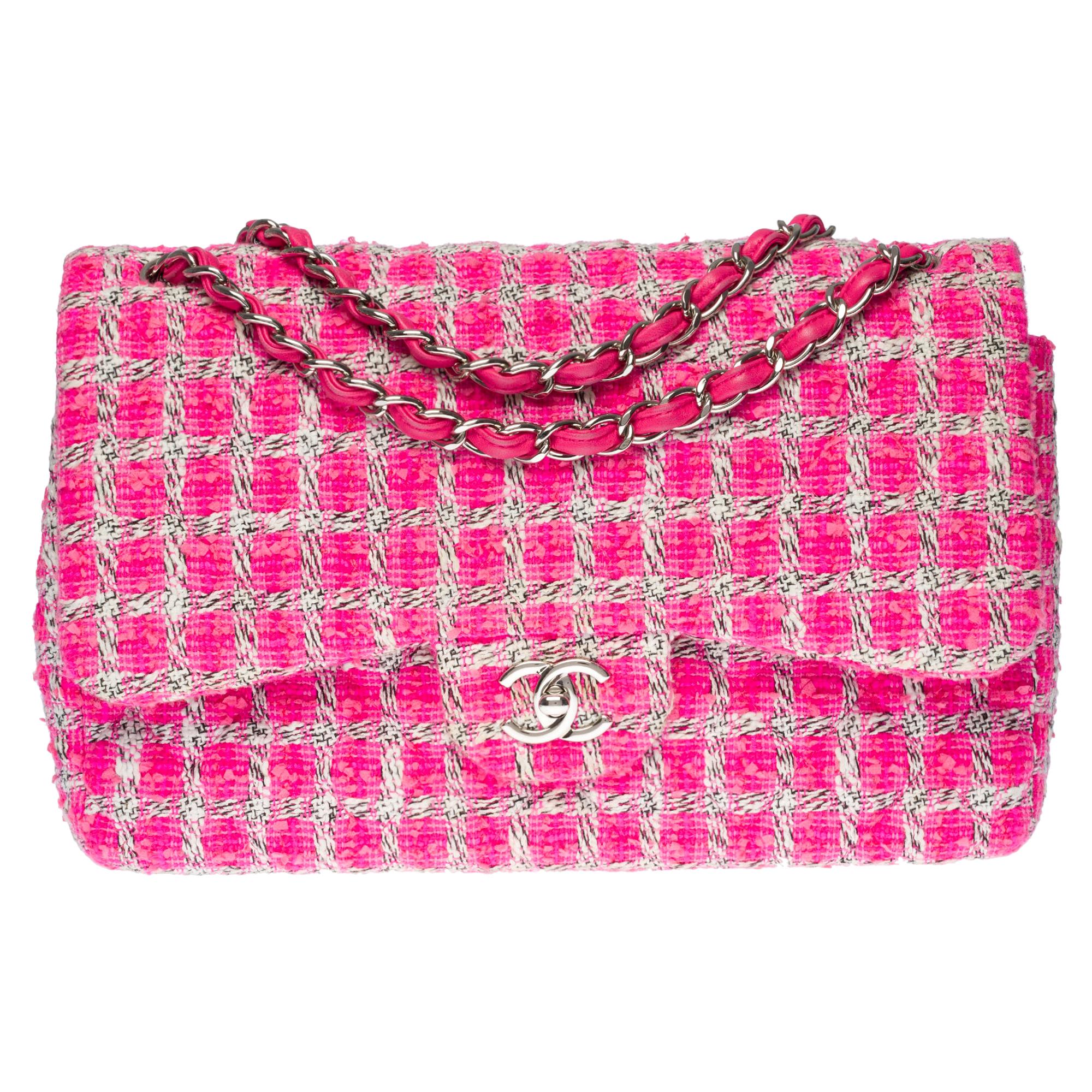 Limited Edition Chanel Timeless Jumbo Shoulder bag in Pink Tweed with SHW