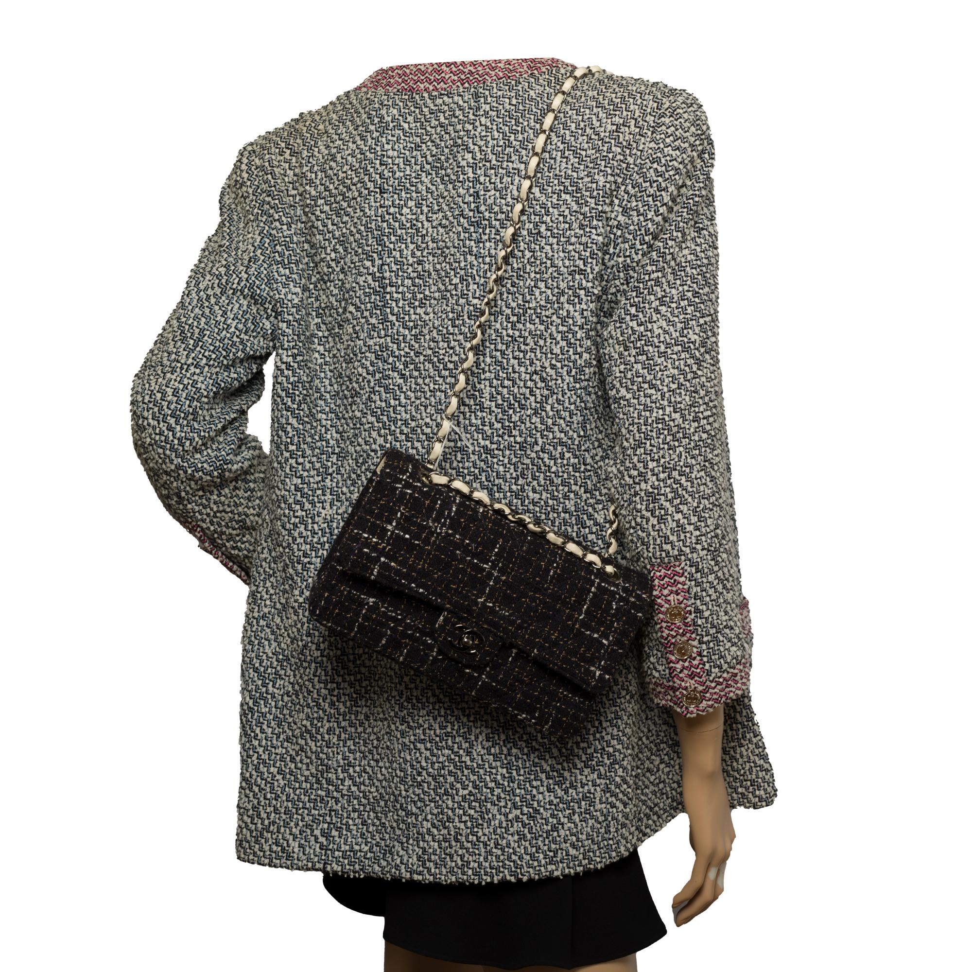 Limited Edition Chanel Timeless Shoulder bag in black & white Tweed with SHW 3