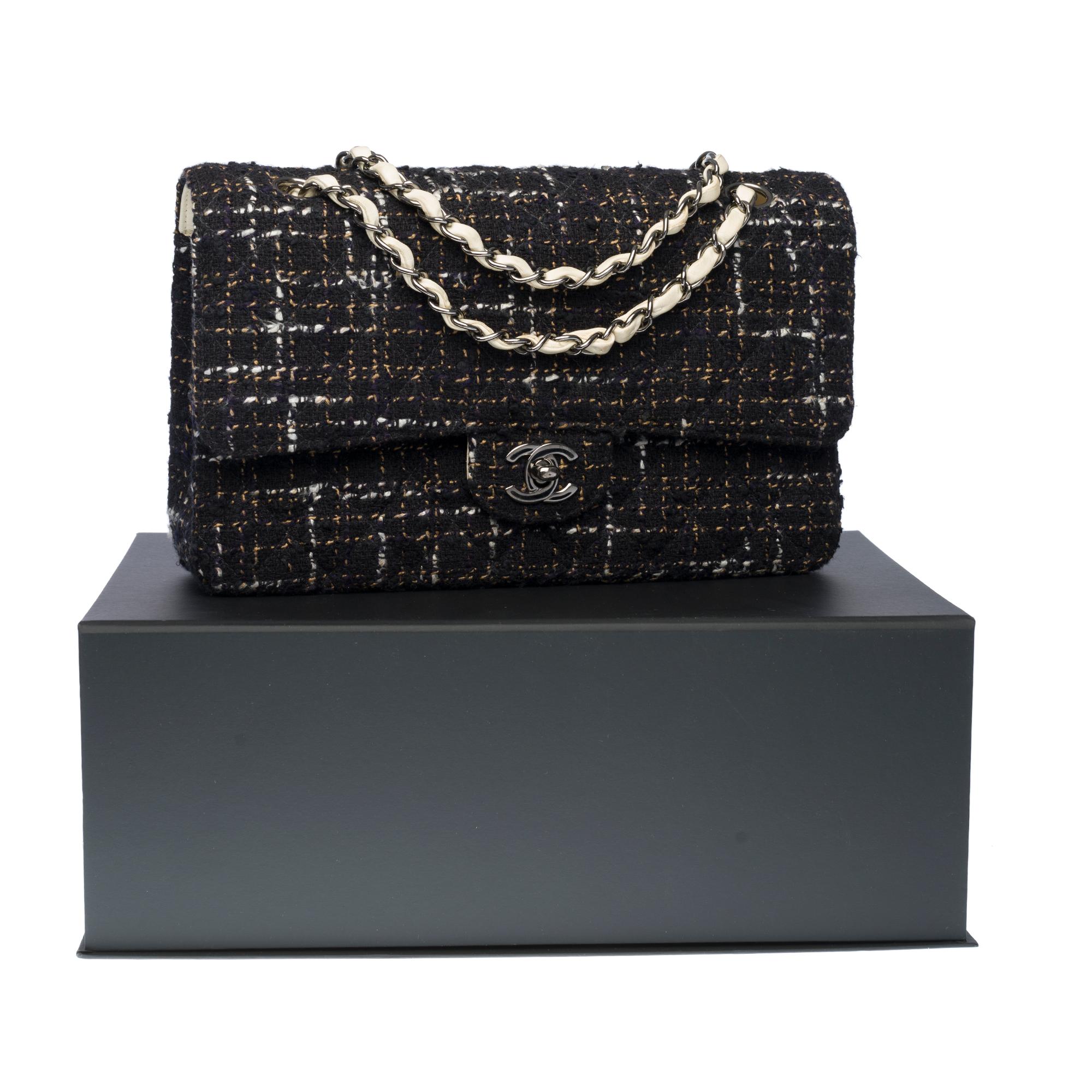 Limited Edition Chanel Timeless Shoulder bag in black & white Tweed with SHW 4