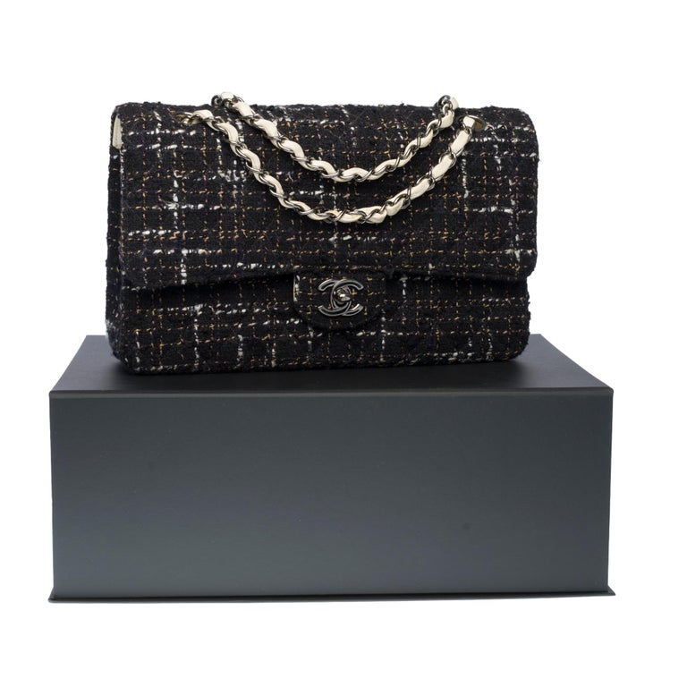 Limited Edition Chanel Timeless Shoulder bag in black & white Tweed with SHW