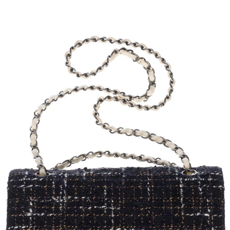 Limited Edition Chanel Timeless Shoulder bag in black & white Tweed with SHW
