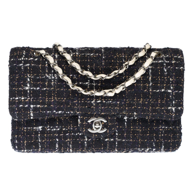 Limited Edition Chanel Timeless Shoulder bag in black and white Tweed with  SHW