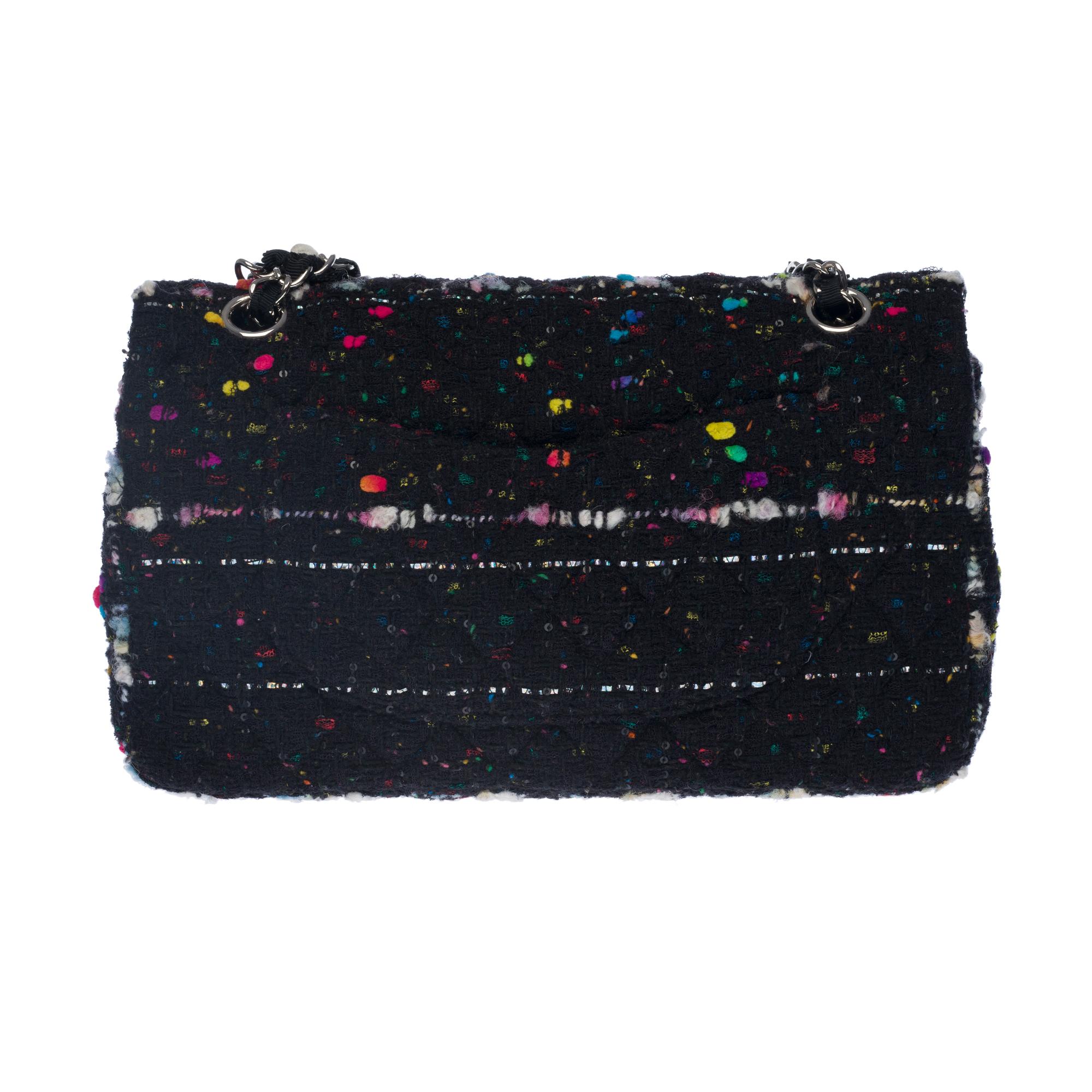 Black Limited Edition Chanel Timeless Shoulder bag in Multicolor Tweed with SHW