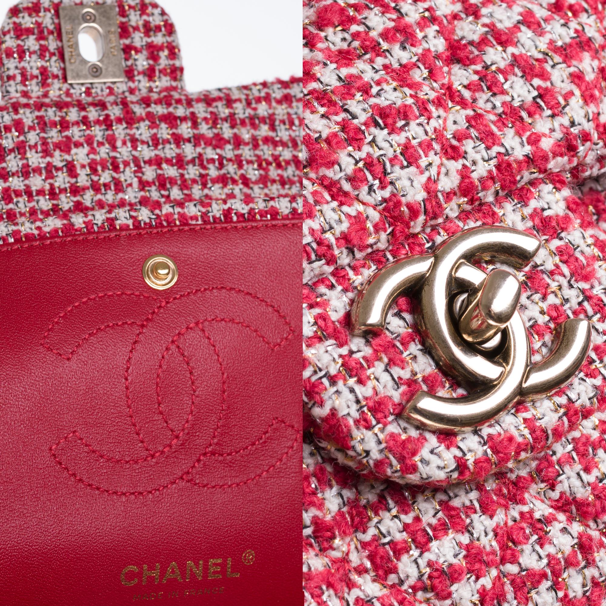 Women's Limited Edition Chanel Timeless Shoulder bag in Red & White Tweed, SHW