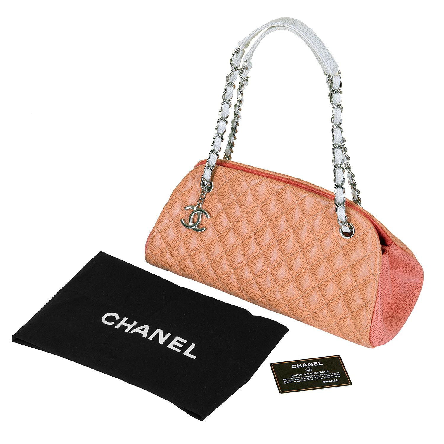 Orange Limited Edition Chanel Tri-Color Caviar 'Just Mademoiselle' Shoulder Bag For Sale