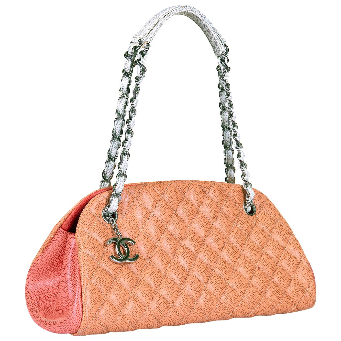 Limited Edition Chanel Tri-Color Caviar 'Just Mademoiselle' Shoulder Bag  For Sale at 1stDibs