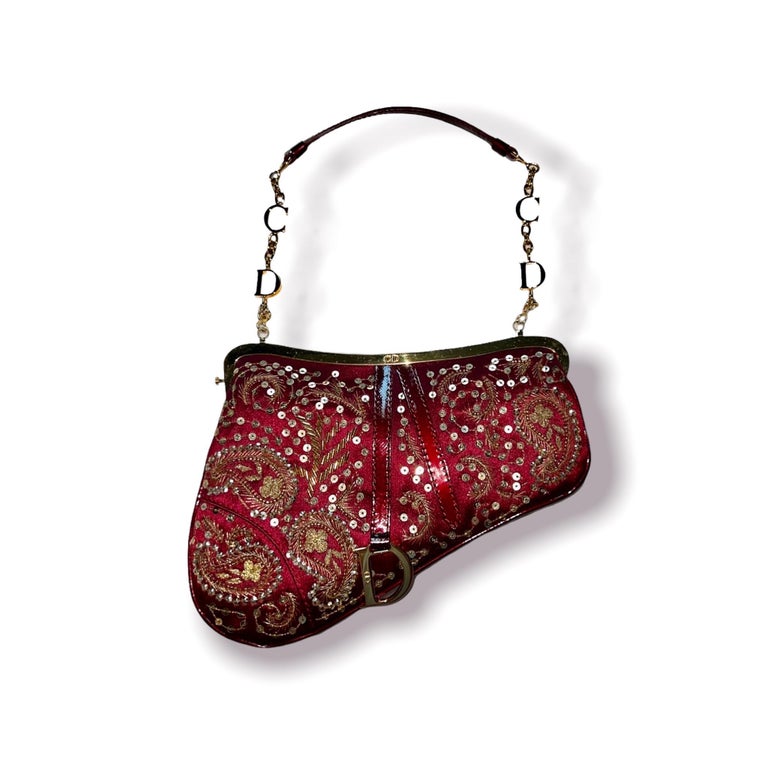 LIMITED EDITION Christian Dior by John Galliano Embroidery Saddle Bag and  Mirror at 1stDibs