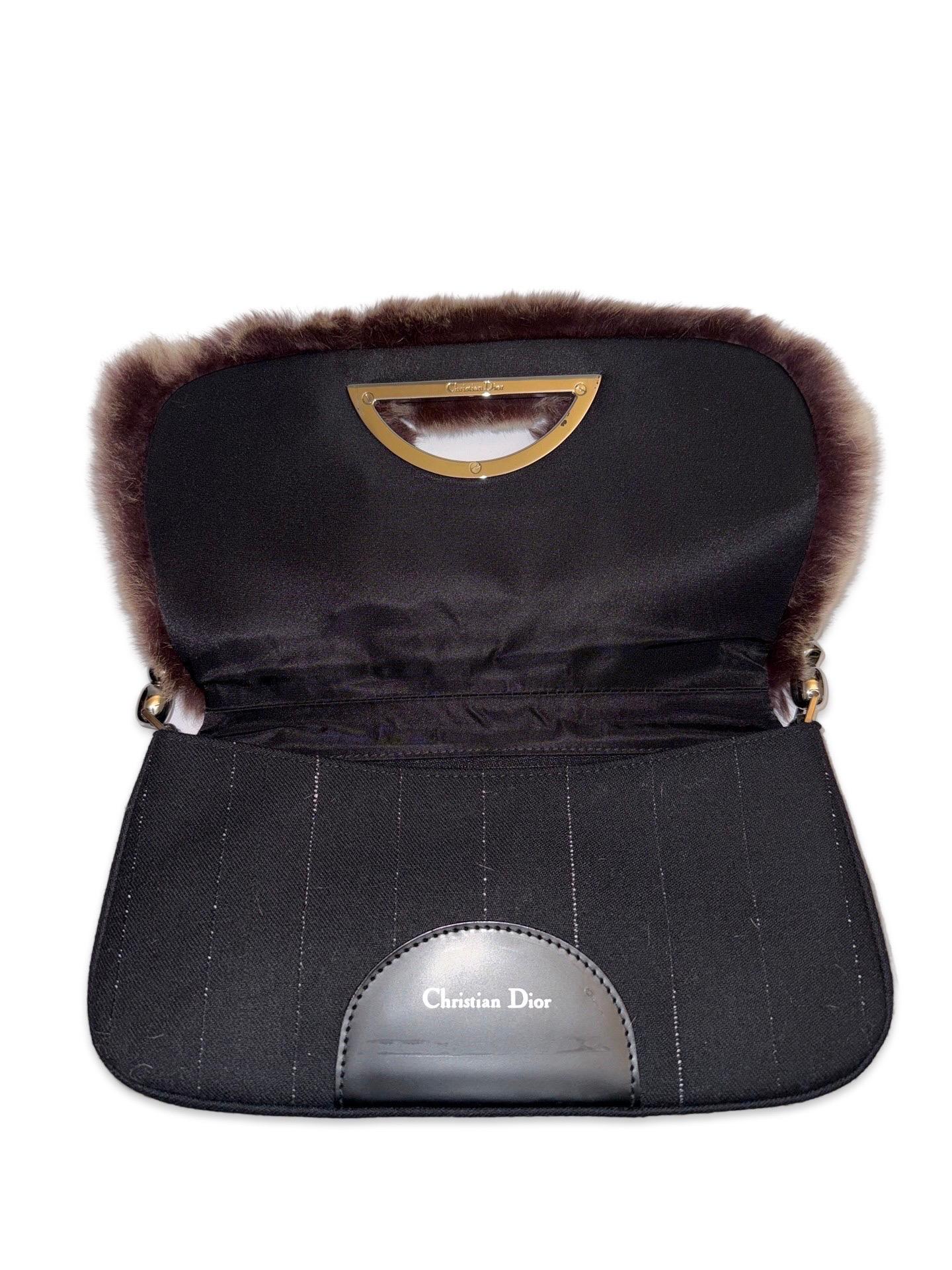 Brown Limited edition Christian Dior fur hobo bag For Sale