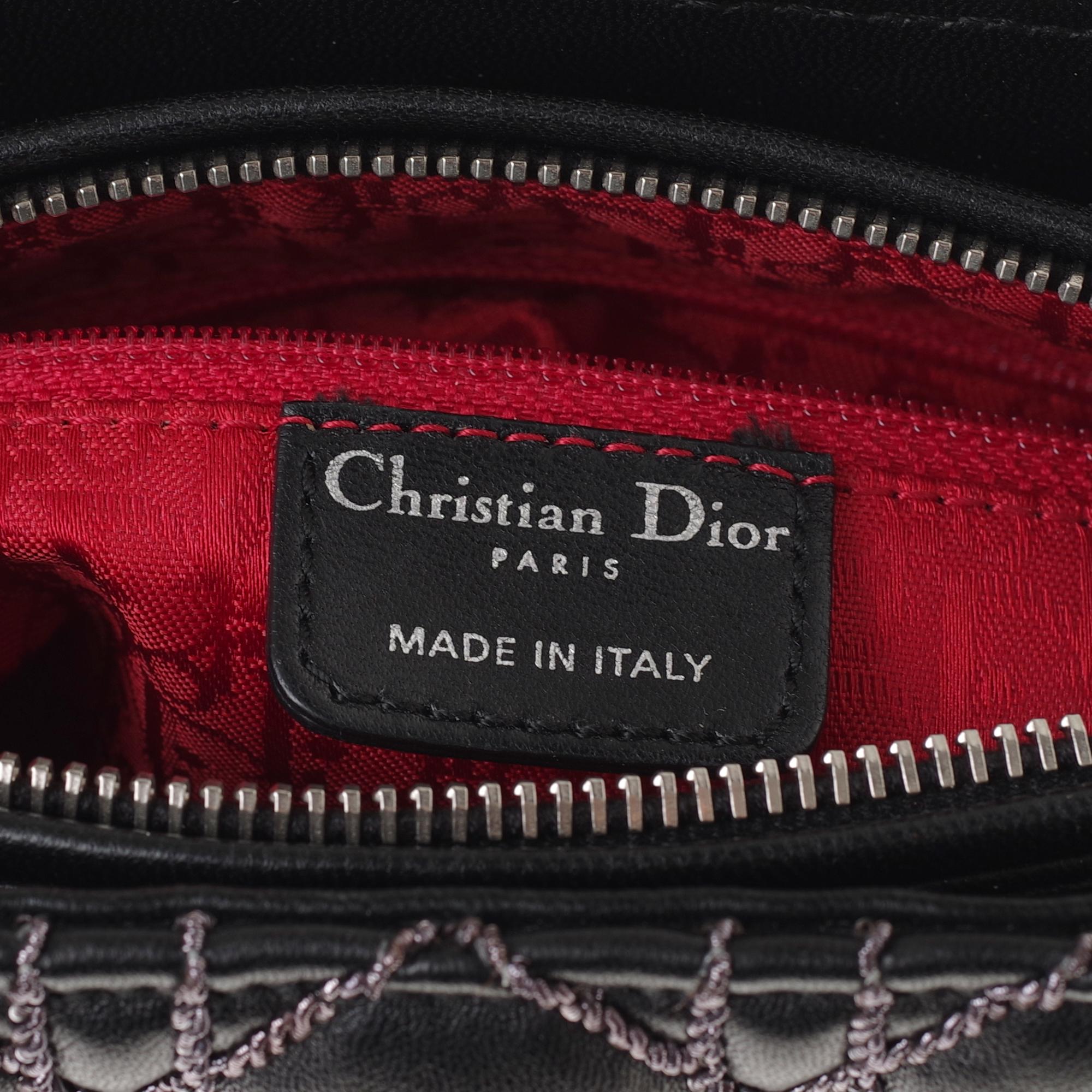 Black  Limited Edition-Christian Dior Lady Dior MM handbag in black cannage leather