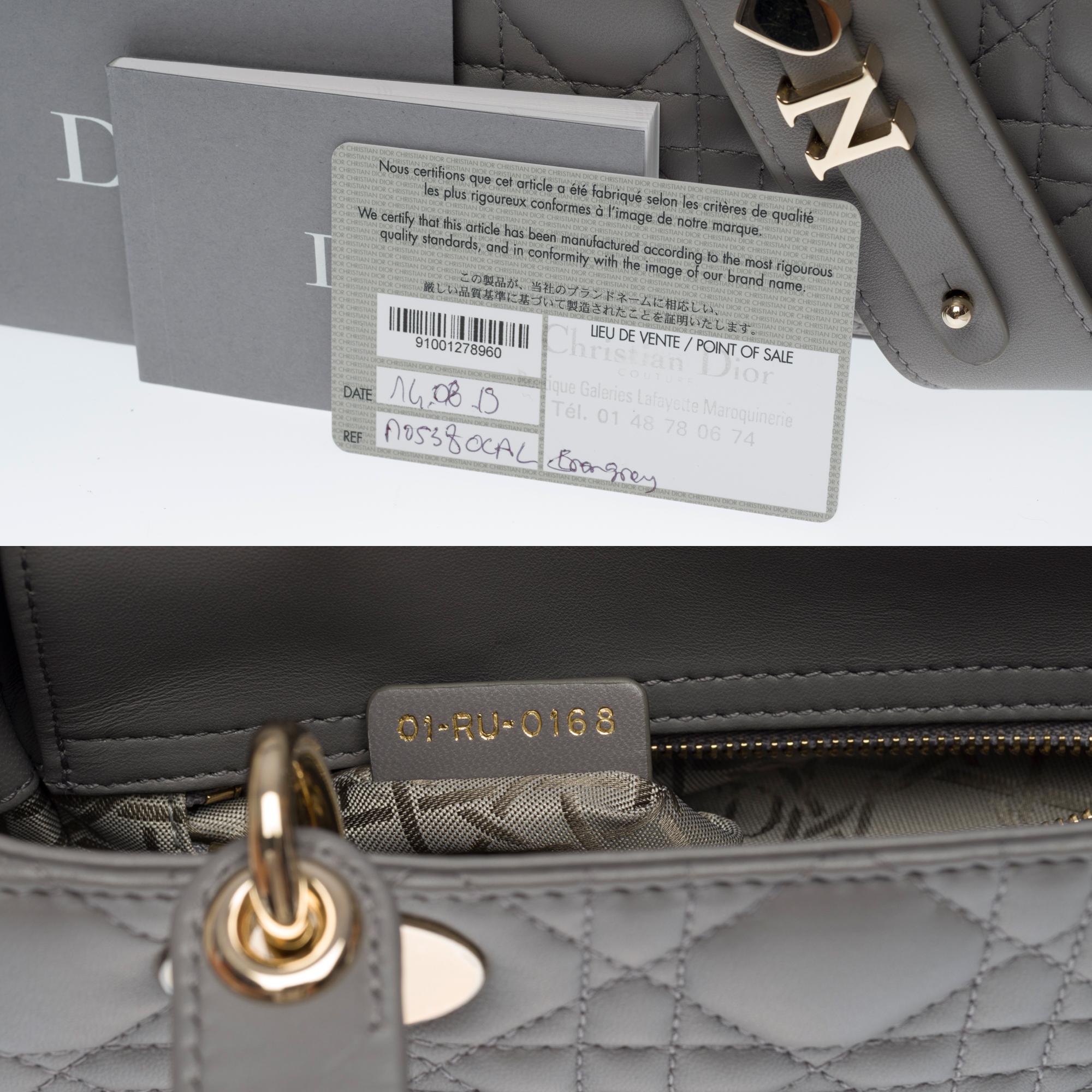 Women's Limited Edition Christian Dior Lady Dior PM strap in grey lambskin leather
