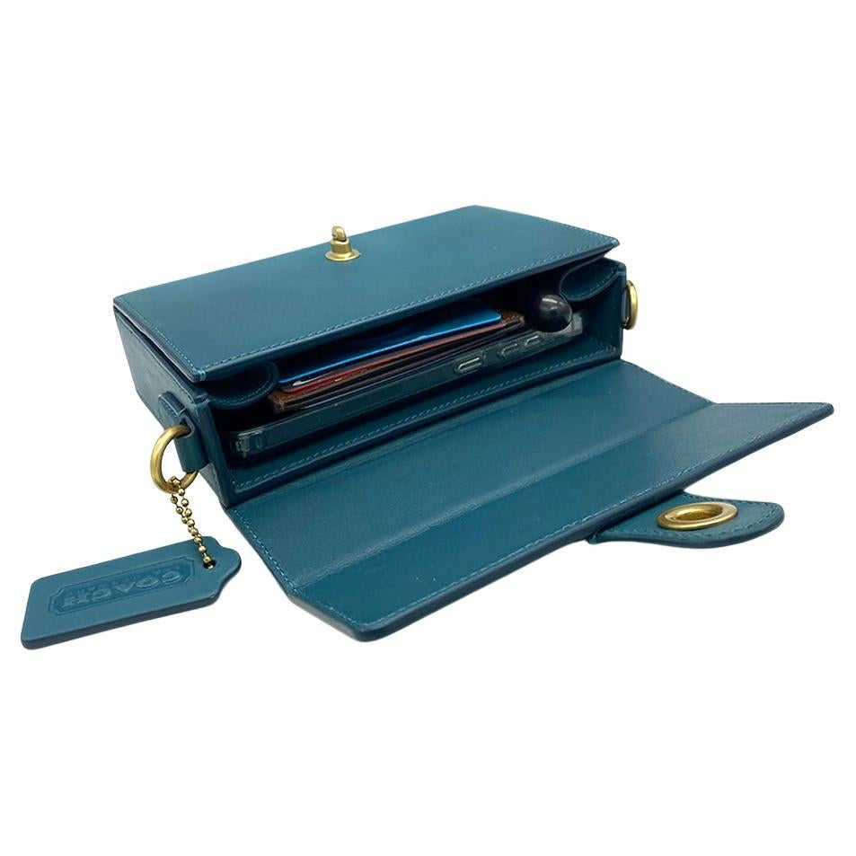 Blue Limited Edition Coach Glovetanned Leather Box Clutch For Sale