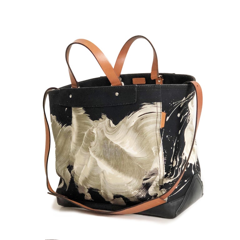 Limited Edition Coach x James Nares Large Brushstroke Tote Bag Canvas Leather at 1stdibs