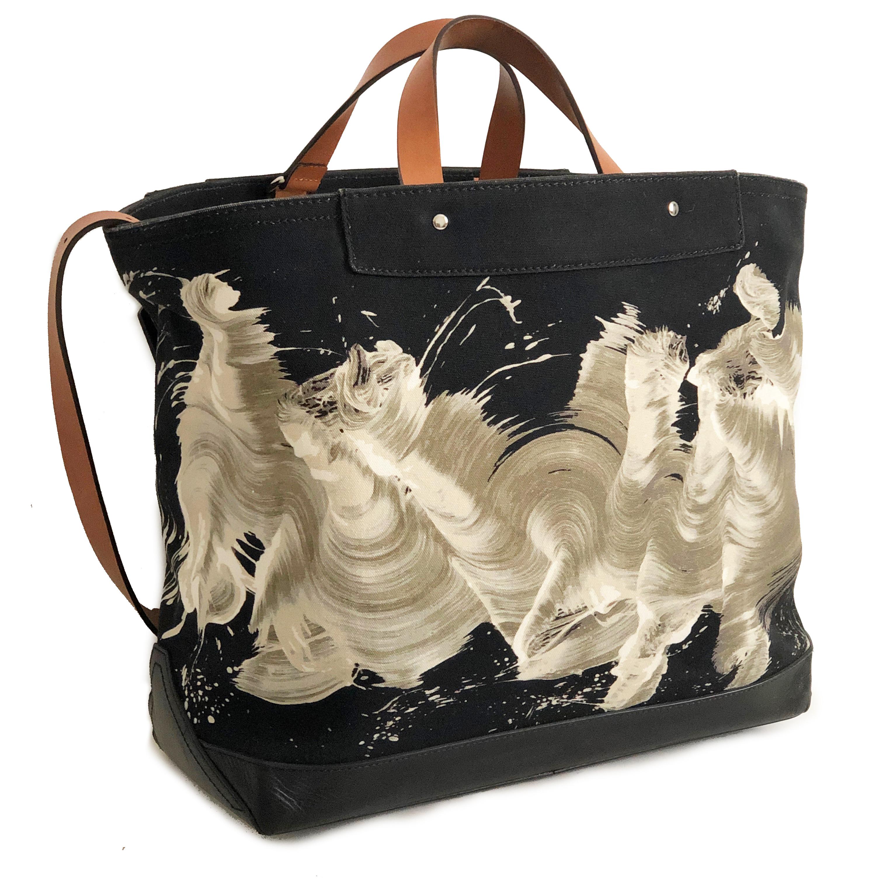 Limited Edition Coach x James Nares Large Brushstroke Tote Bag Canvas Leather  In Good Condition In Port Saint Lucie, FL
