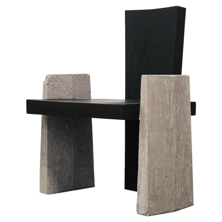 Chaise en béton et contreplaqué foncé de Lucas Tyra Morten, édition limitée