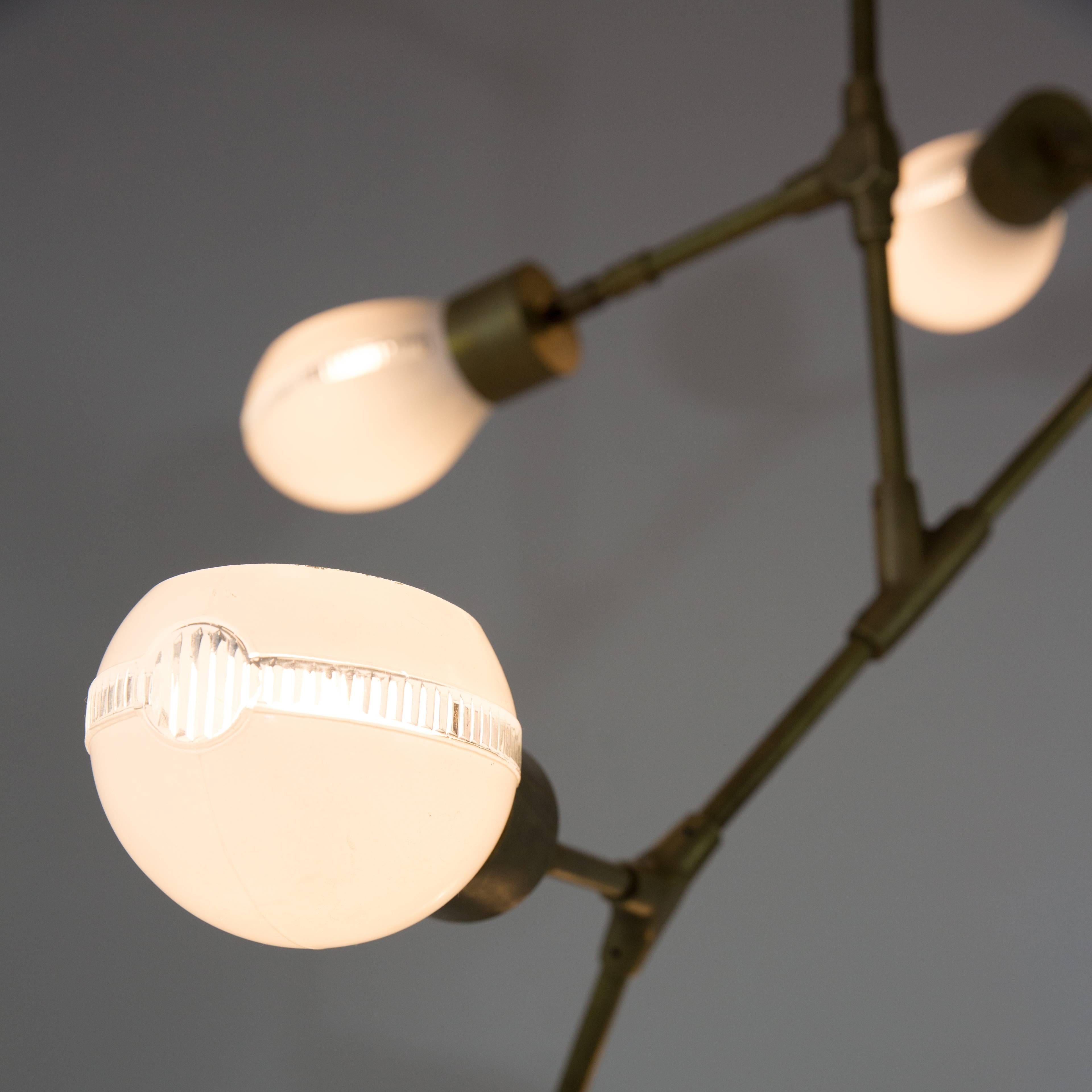 Articulated Pendant Lamp, 1960s Glass Shades, Limited Edition  For Sale 1