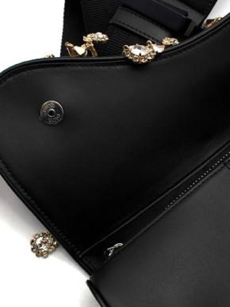 Women's Dior Limited Edition Crystal Embellished Black Leather Saddle Bag For Sale