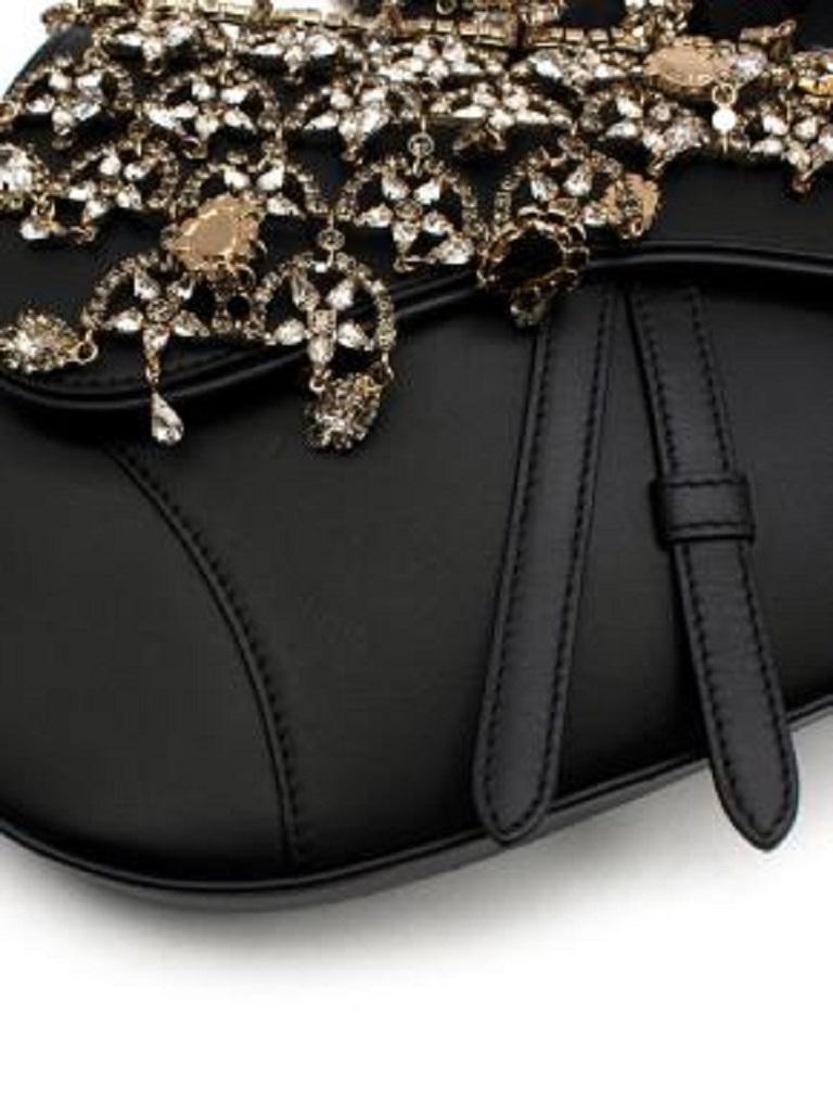 Dior Limited Edition Crystal Embellished Black Leather Saddle Bag For Sale 1